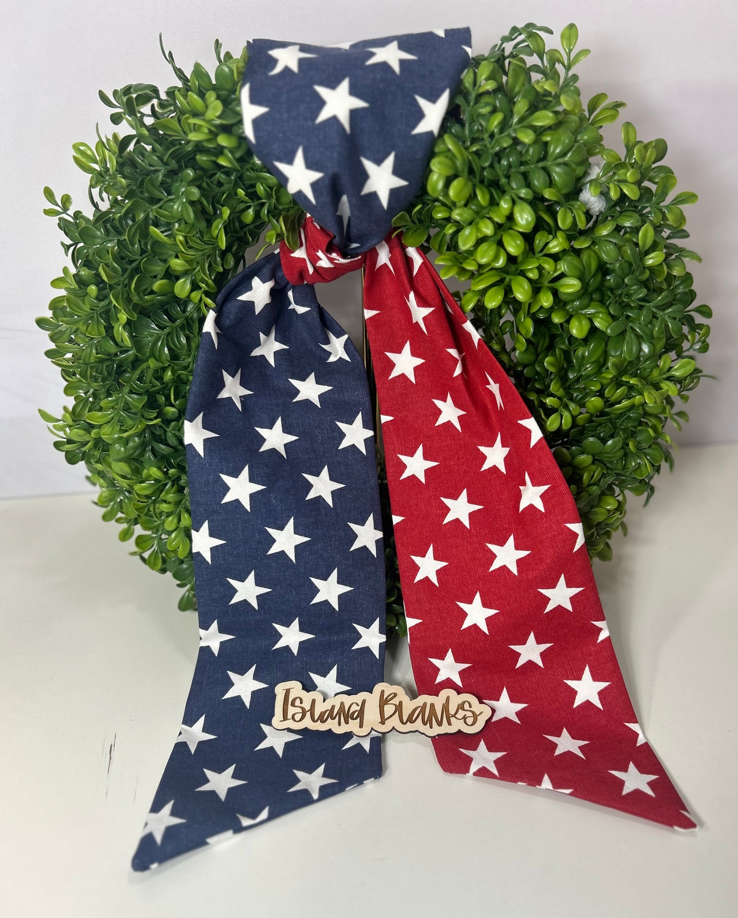 Patriot 4th of July Star and Stripe Two-Toned Wreath Sash