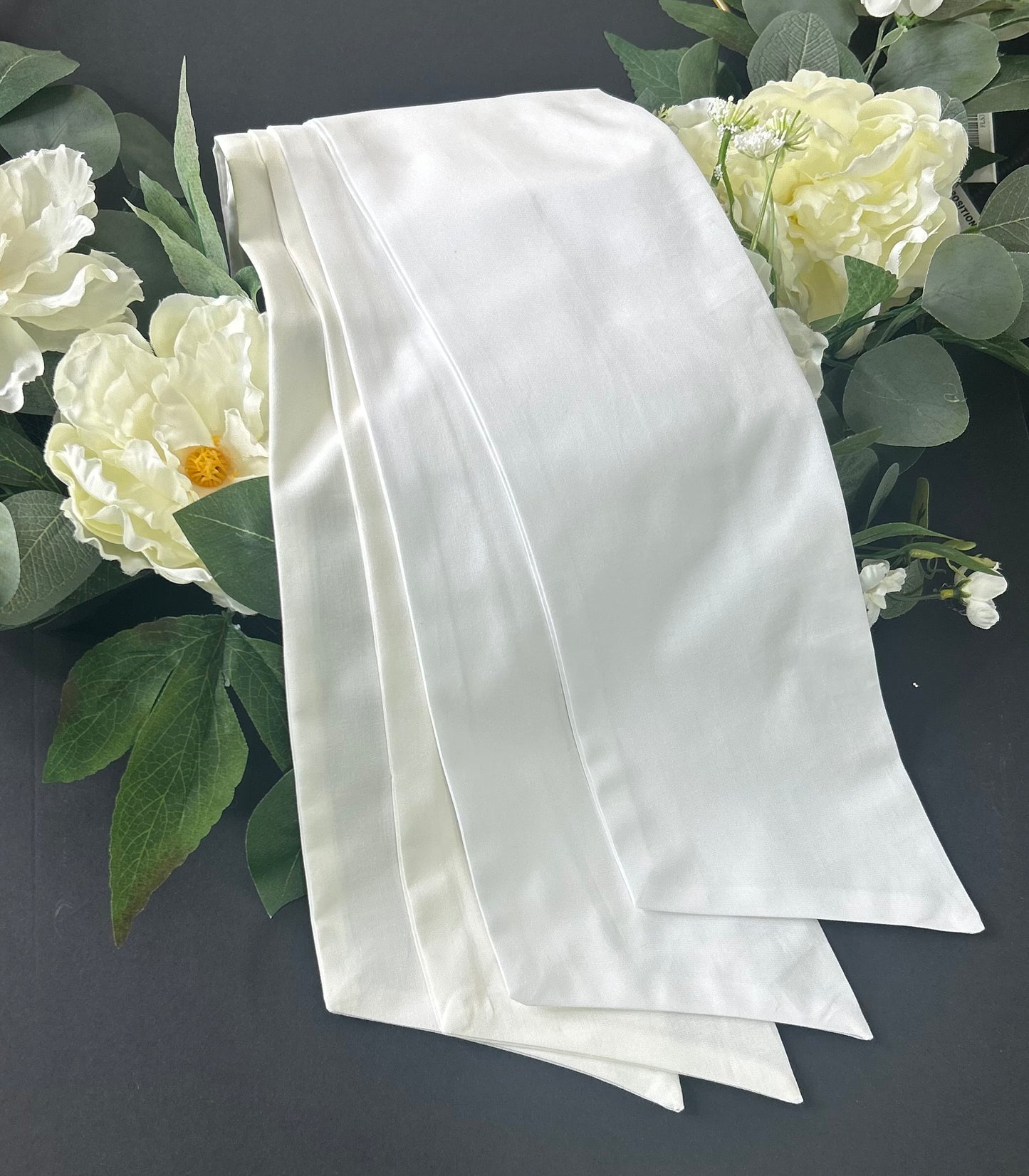 White and Ivory Cotton Wreath Sash Blanks