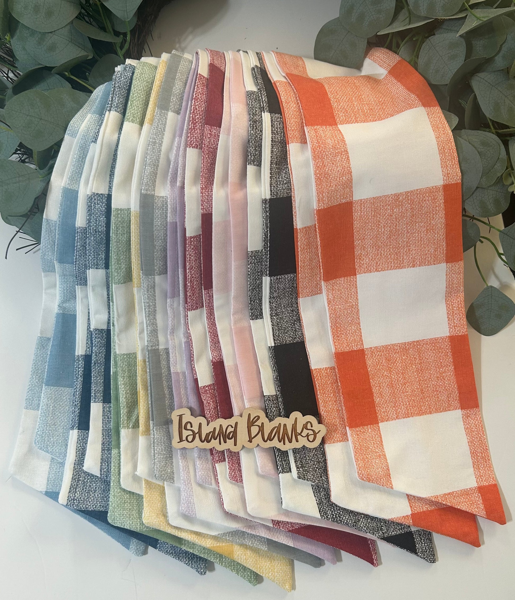 Large Buffalo Plaid Cotton Wreath Sash