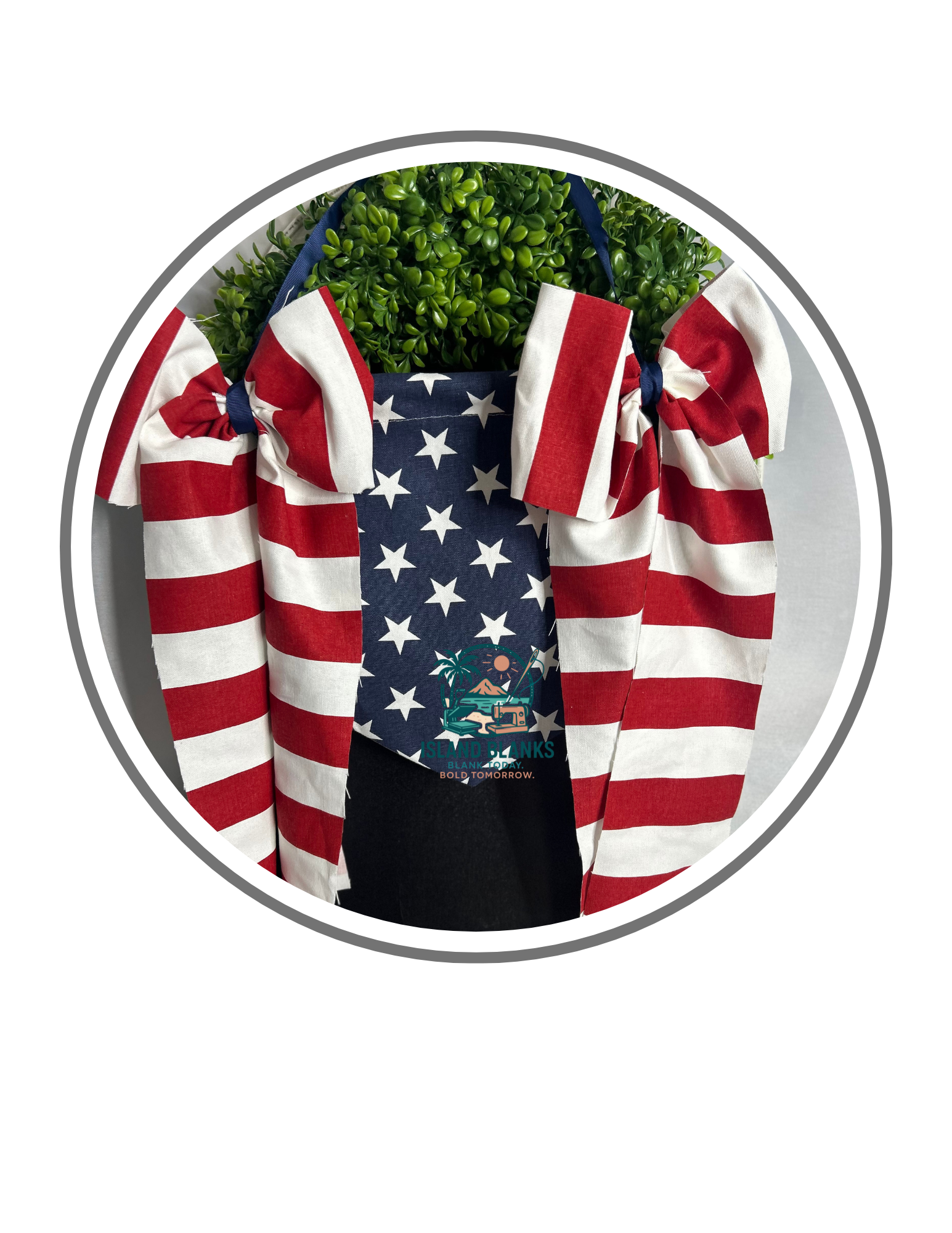 Two Toned Stars and Stripe Banner with Bow - 4th of July/Patriot