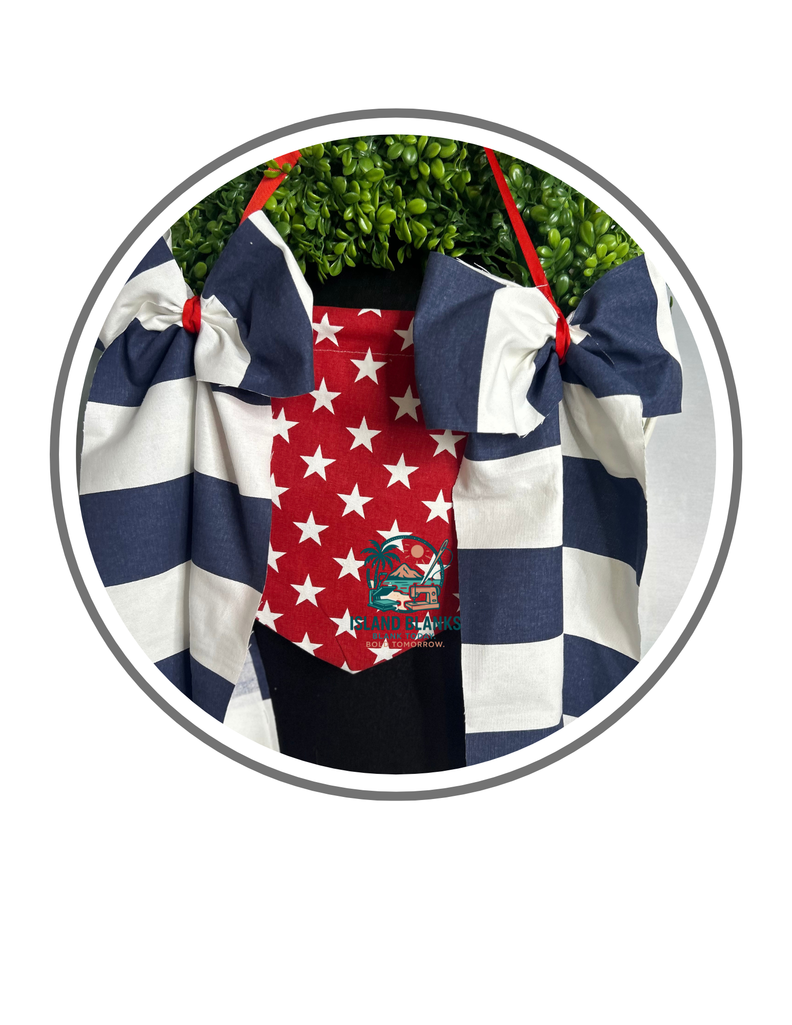 Two Toned Stars and Stripe Banner with Bow - 4th of July/Patriot