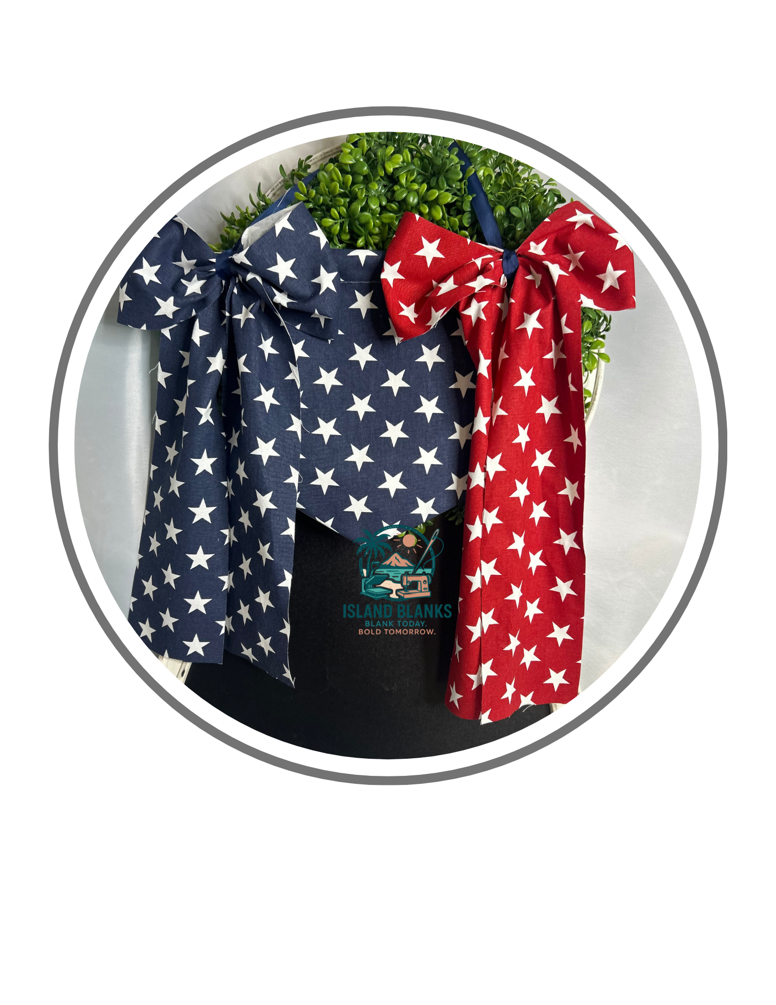 Two Toned Stars Banner with Bow - 4th of July/Patriot