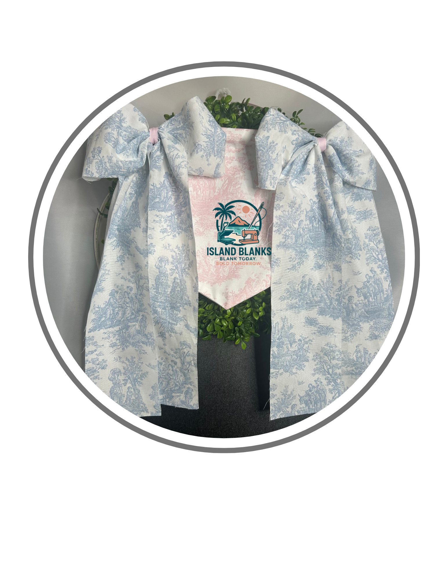 Pink and Blue Toile Banner with Ties