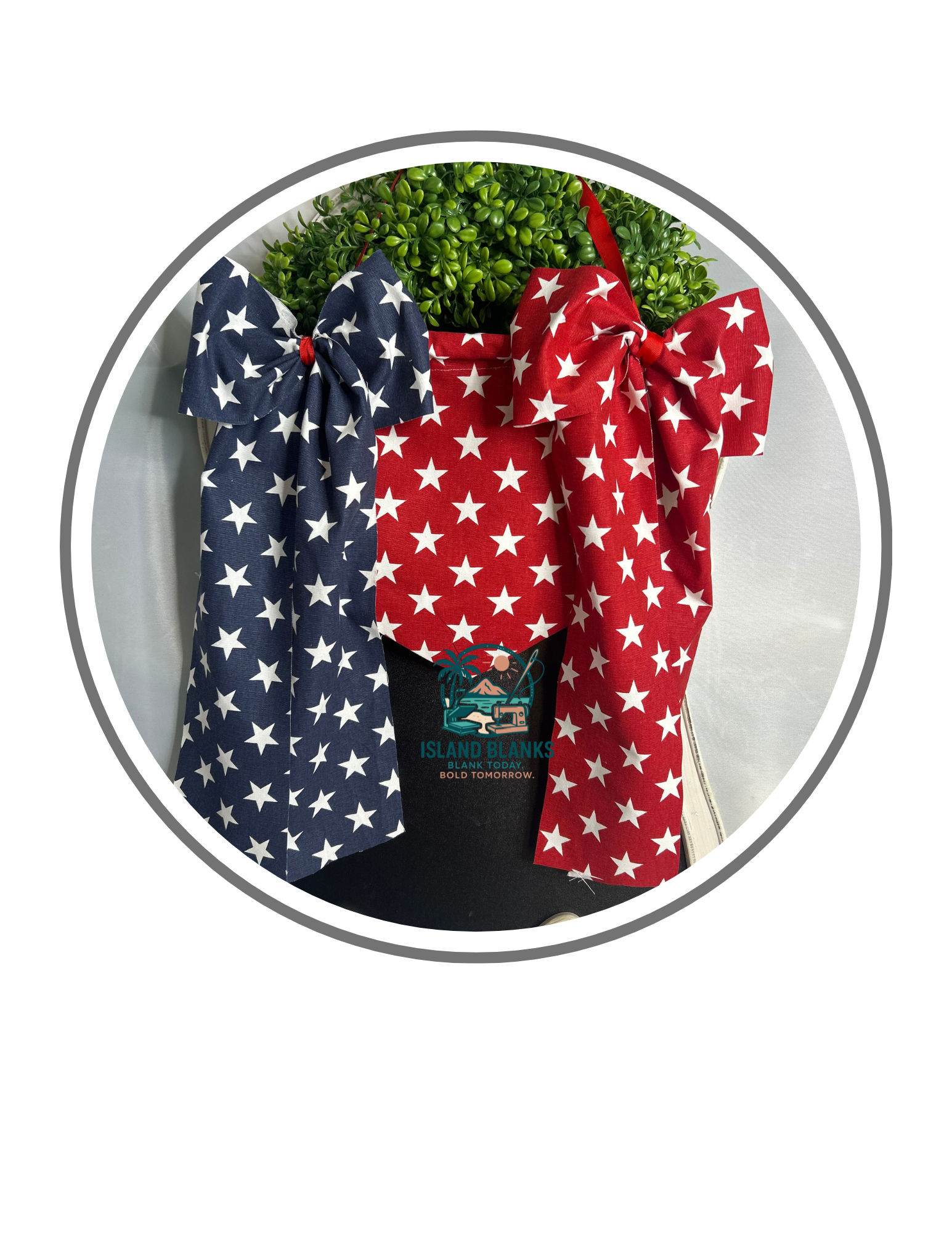 Two Toned Stars Banner with Bow - 4th of July/Patriot