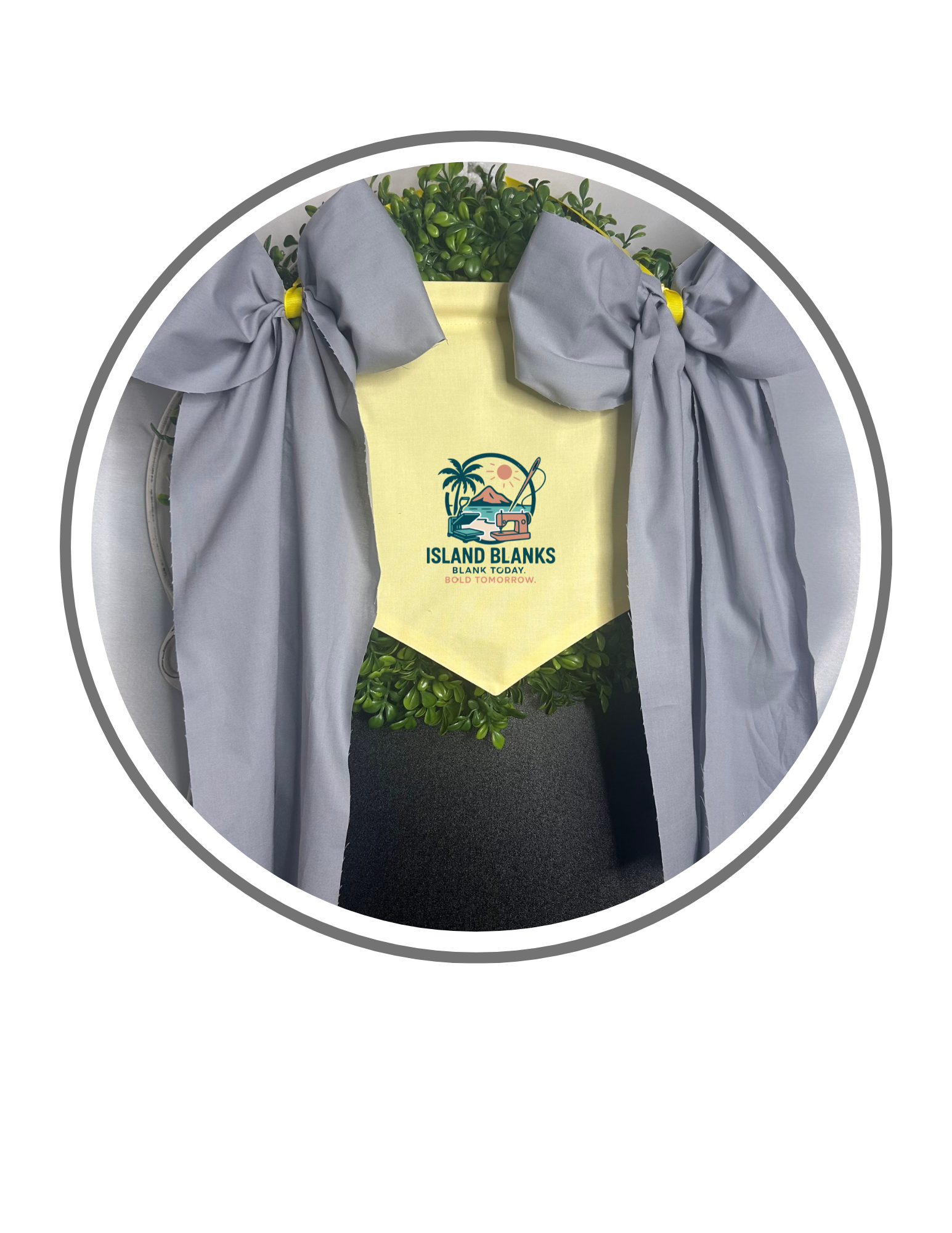 Yellow and Gray Banner with Ties