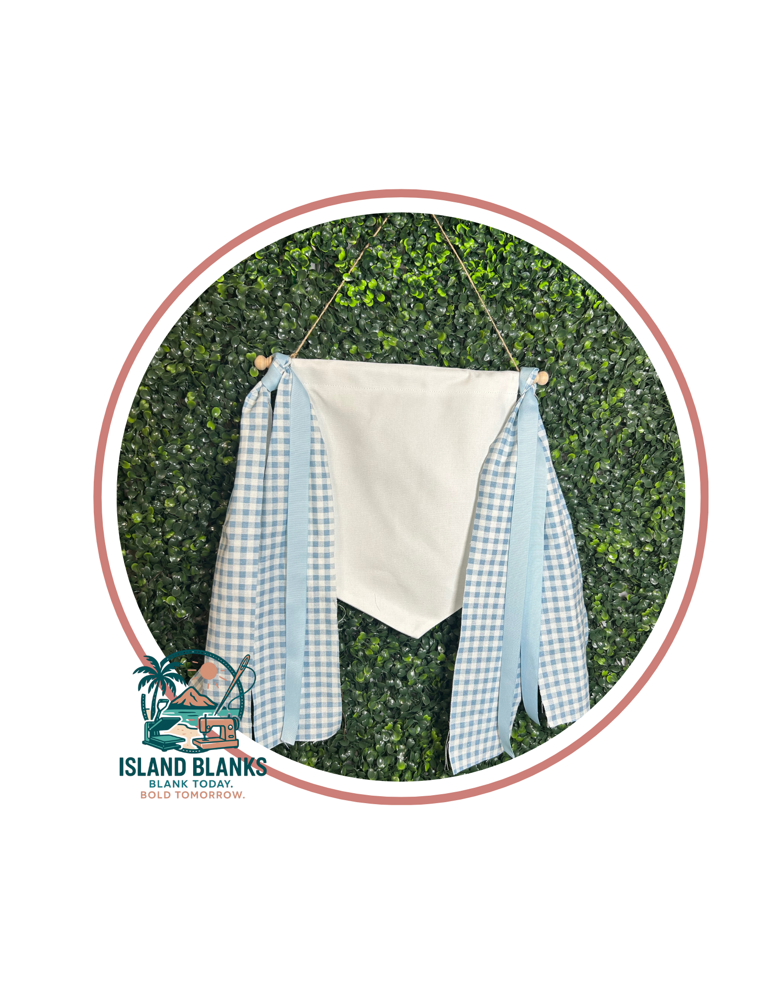 Canvas Banner with Toile Ties and Ribbon