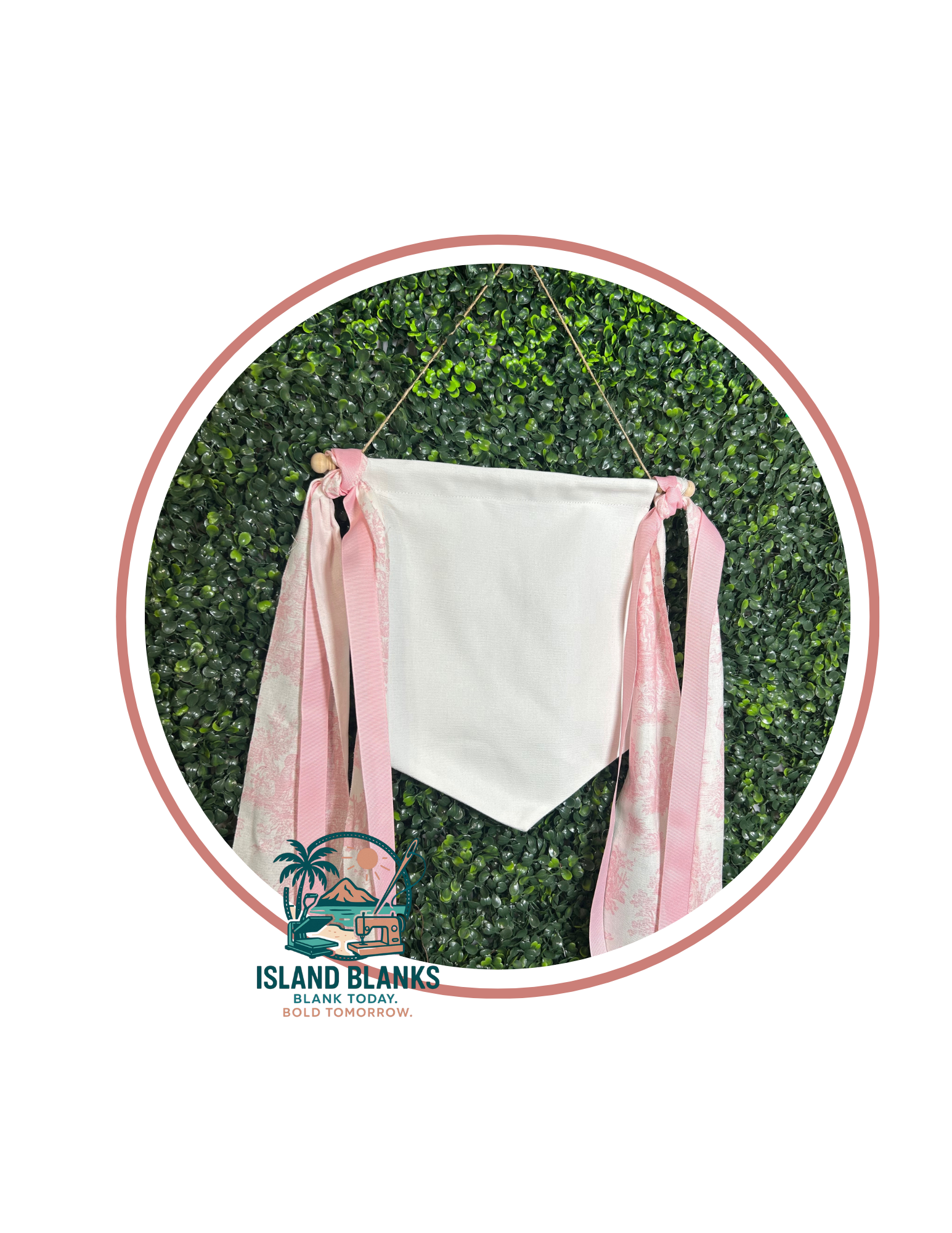 Canvas Banner with Toile Ties and Ribbon