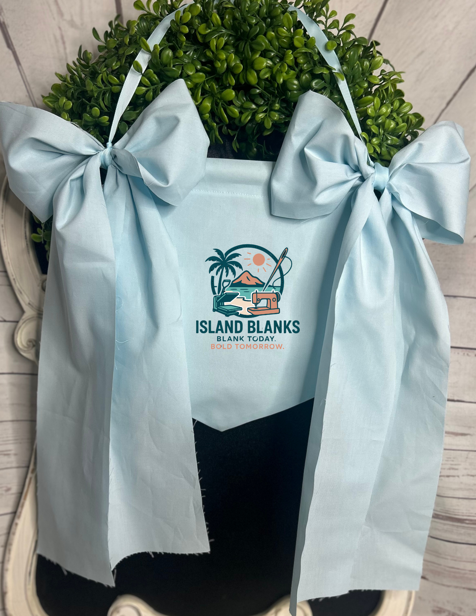 Plain Cotton Banner with Oversize Ties and Ribbon