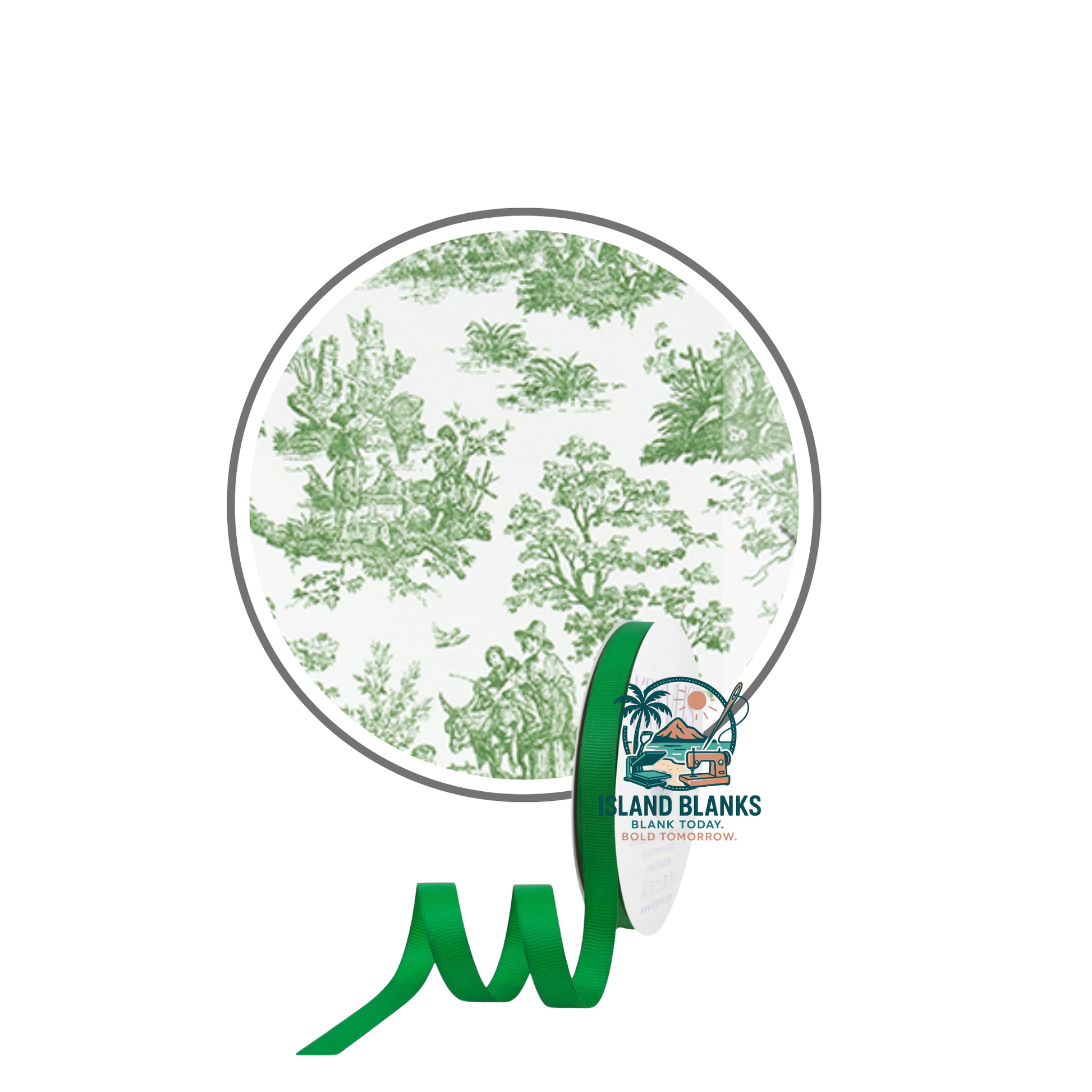 French Toile Cotton Banner with Oversize Ties and Ribbon