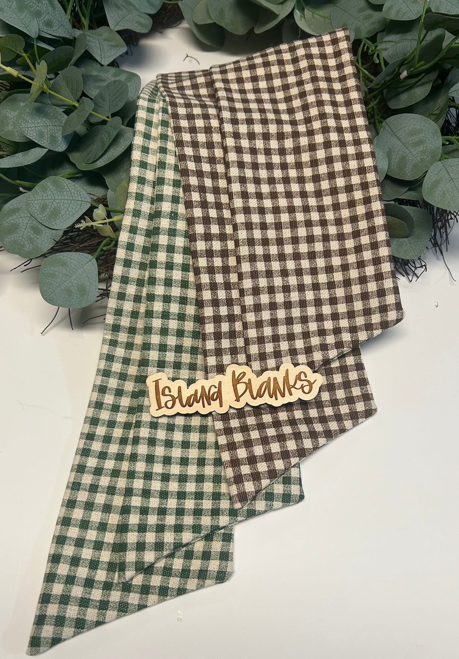 Holiday Gingham Cotton Wreath Sash