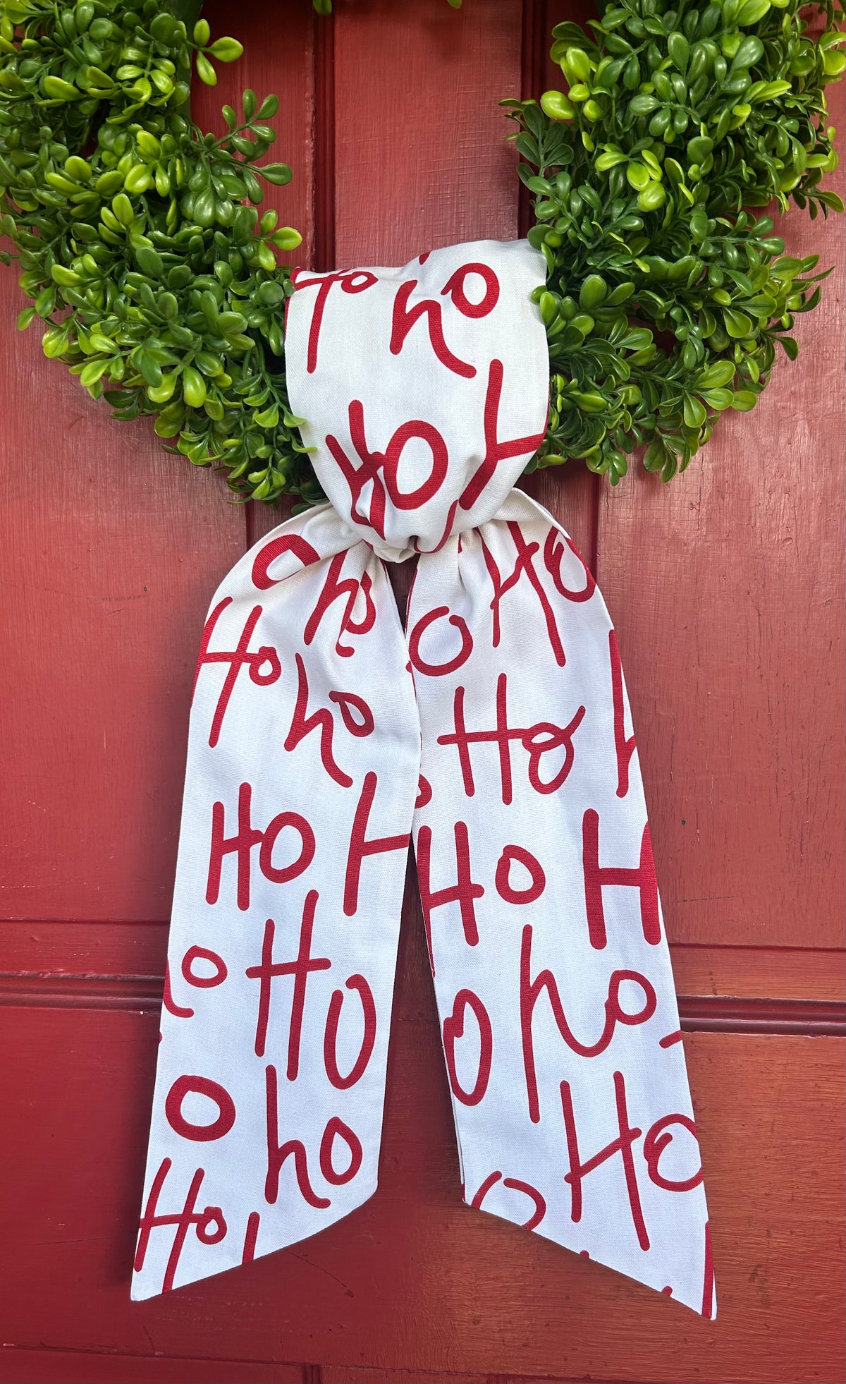 Oh Oh Oh Christmas Red and White Cotton Wreath Sash