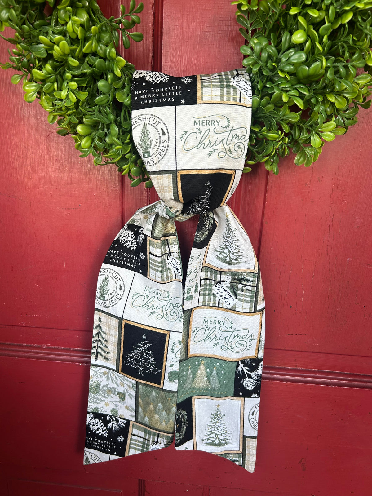 Merry Christmas Cotton Wreath Sash