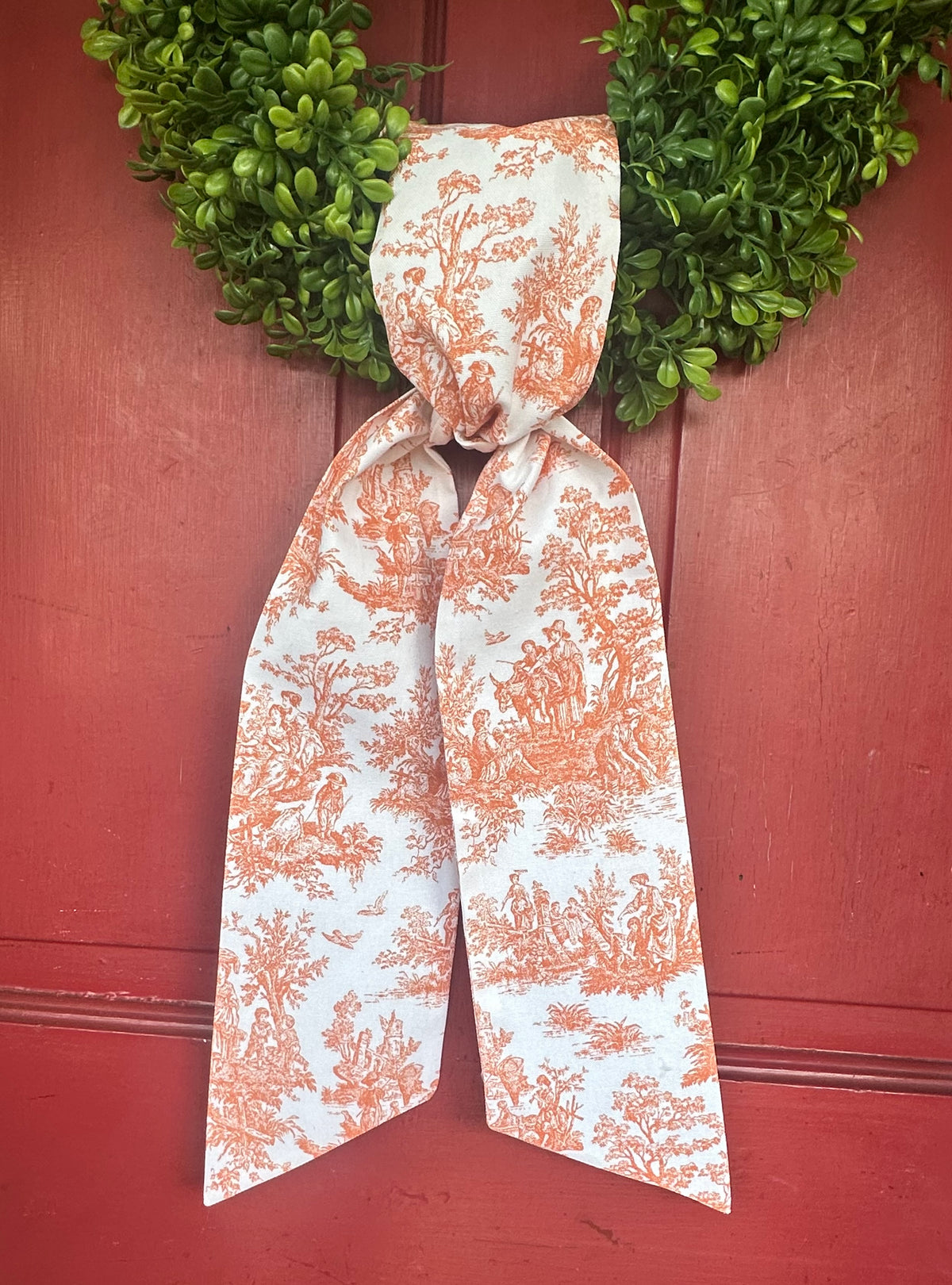 Island Blanks Orange French Toile Cotton Wreath Sash