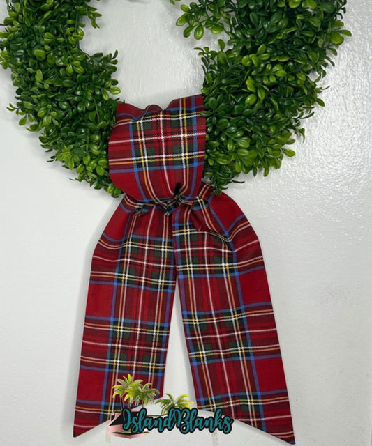 Holiday Plaid Cotton Wreath Sash