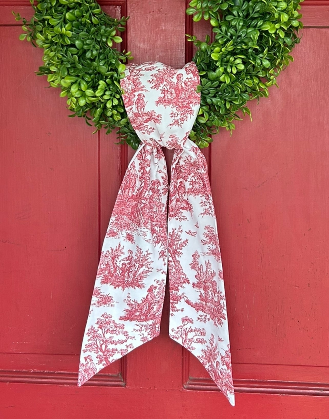 French Toile Cotton Wreath Sash