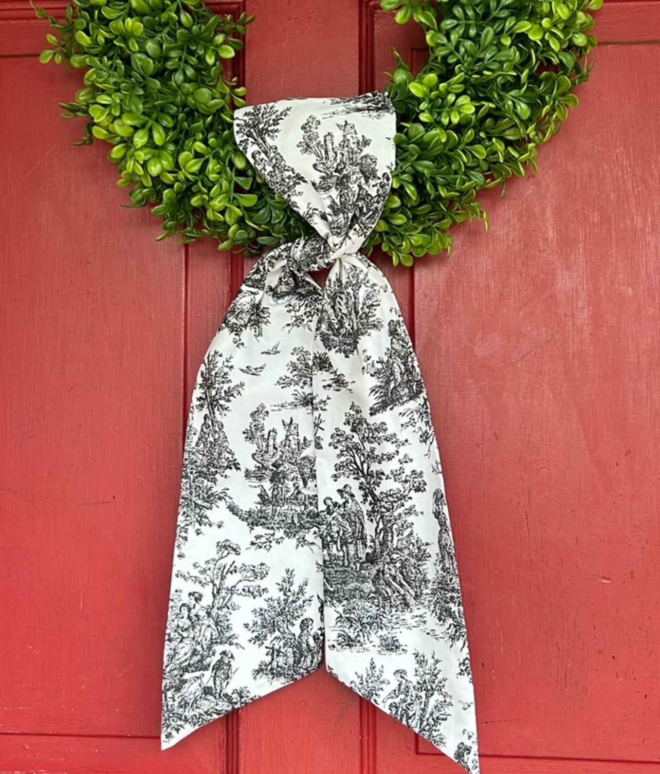 French Toile Cotton Wreath Sash