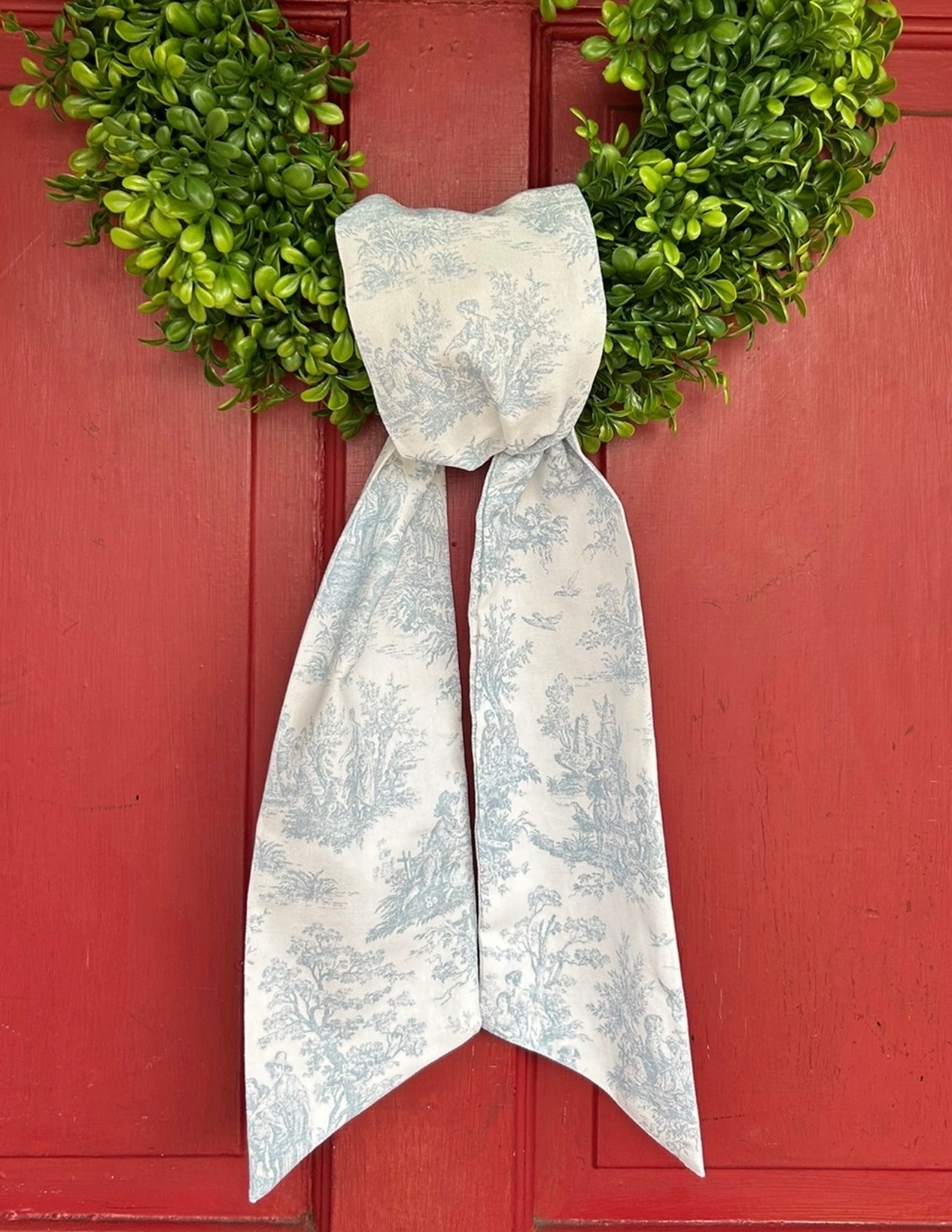 French Toile Cotton Wreath Sash