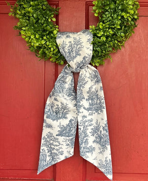 Navy French Toile Cotton Wreath Sash