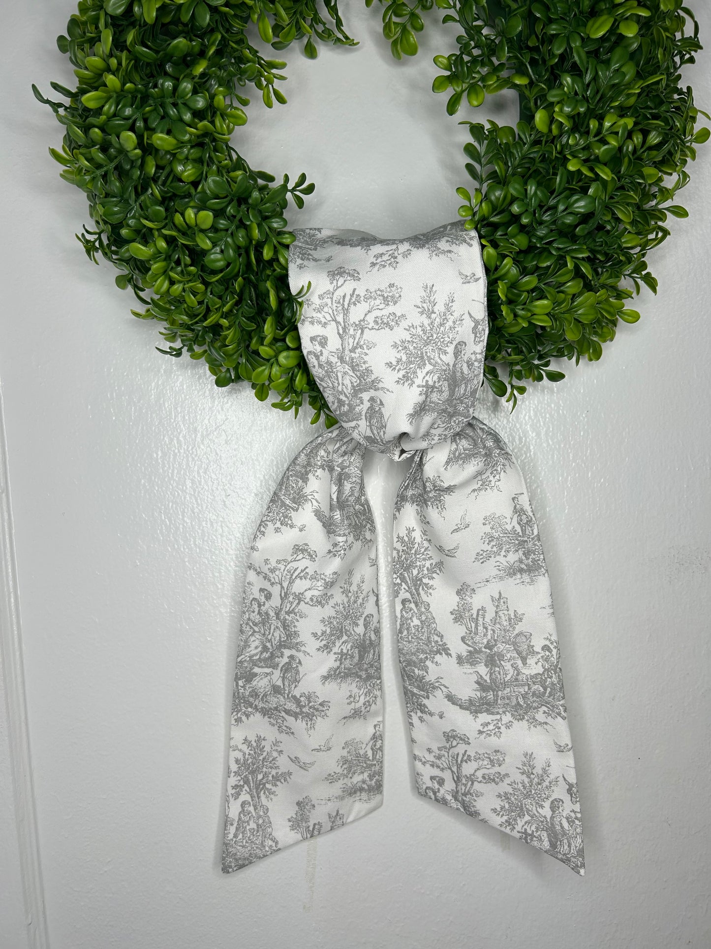 French Toile Cotton Wreath Sash