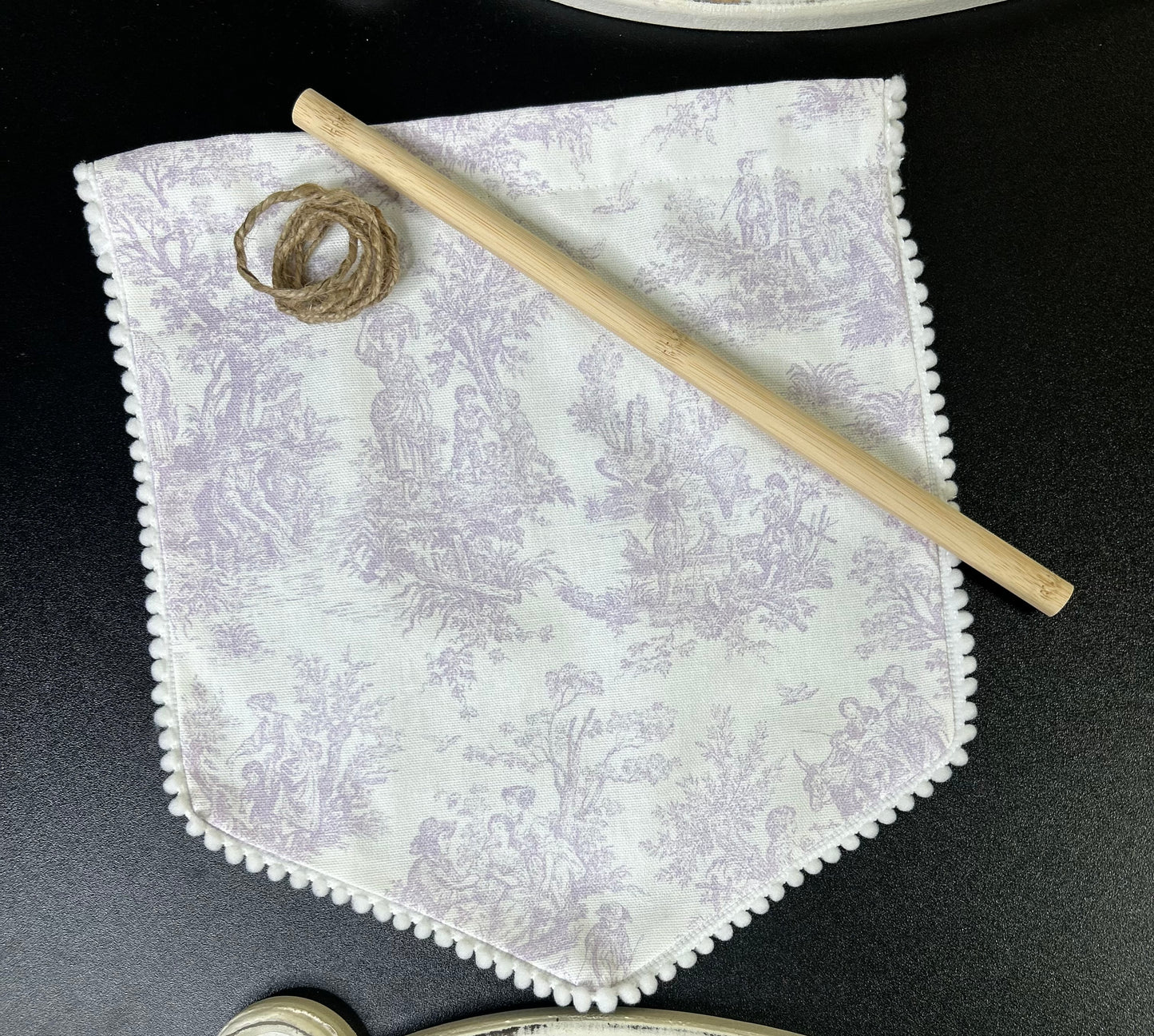 Pre Order French Toile Cotton Banners with Pom Pom