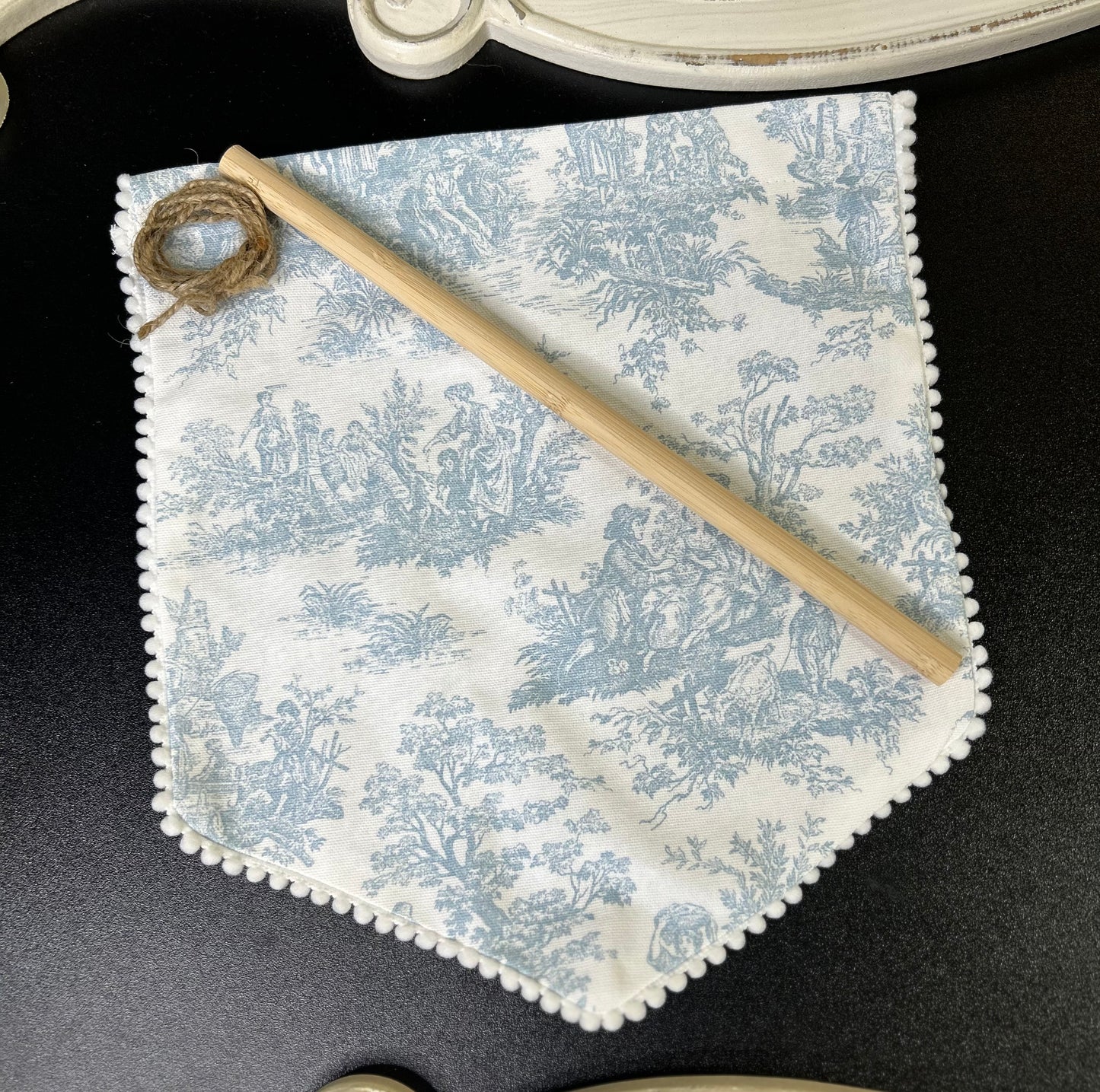 Pre Order French Toile Cotton Banners with Pom Pom