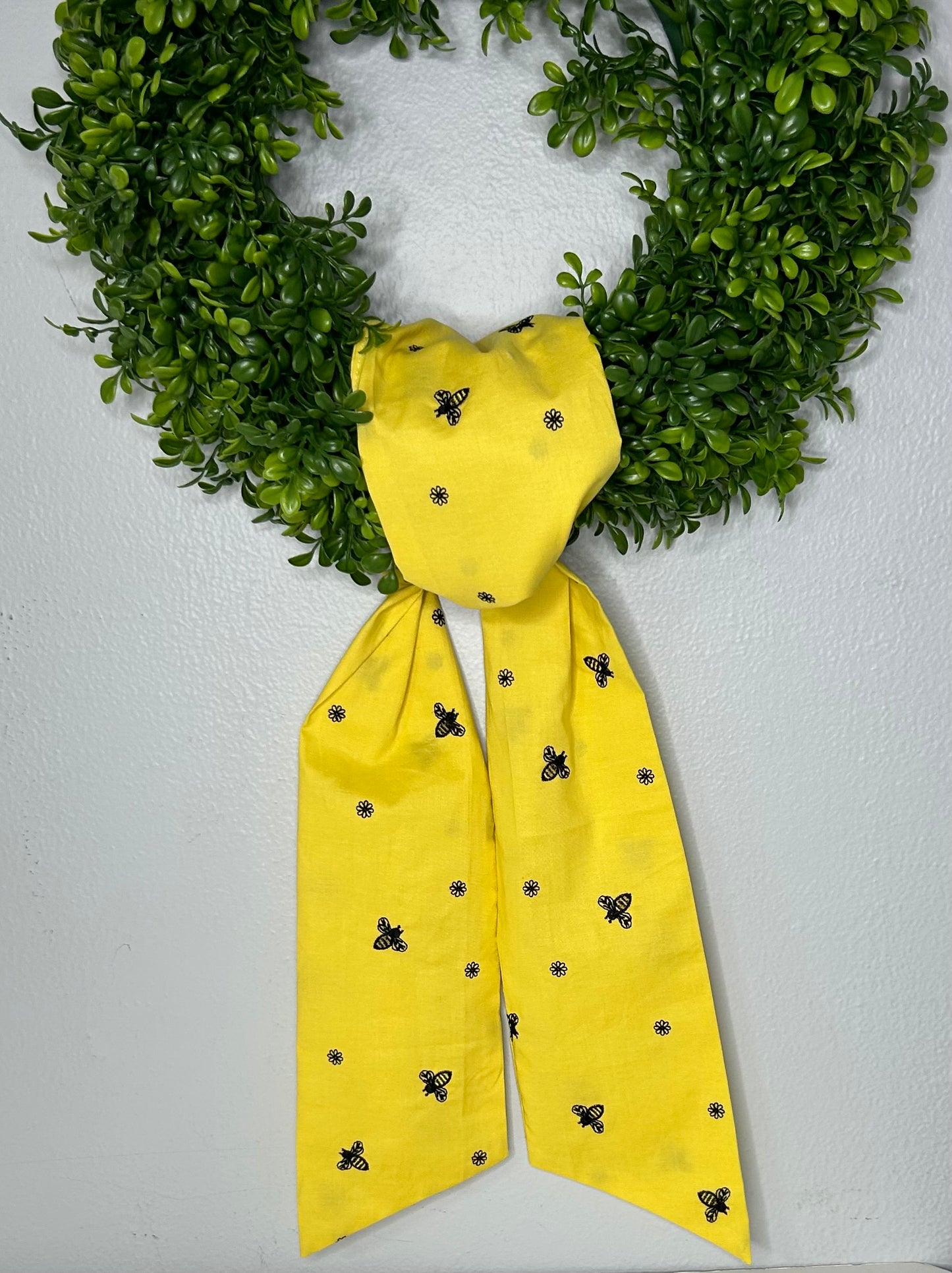 Yellow Embroidered Bee Cotton Wreath Sash