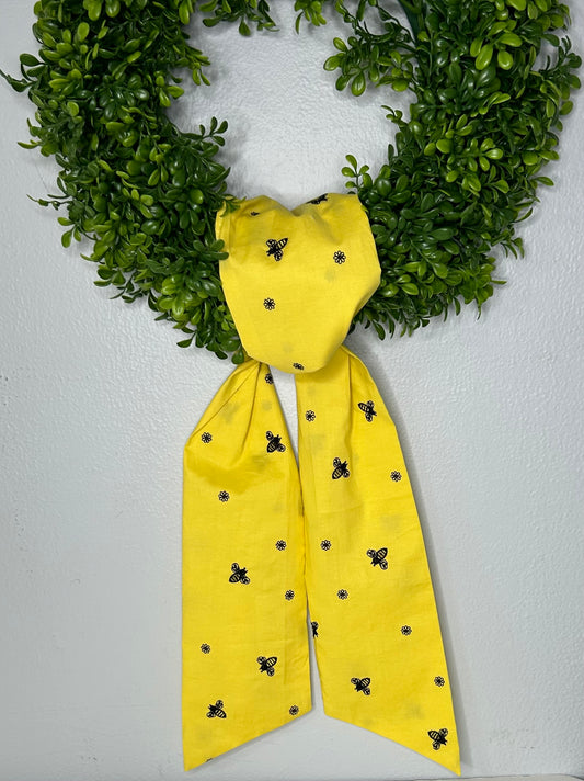 Yellow Embroidered Bee Cotton Wreath Sash