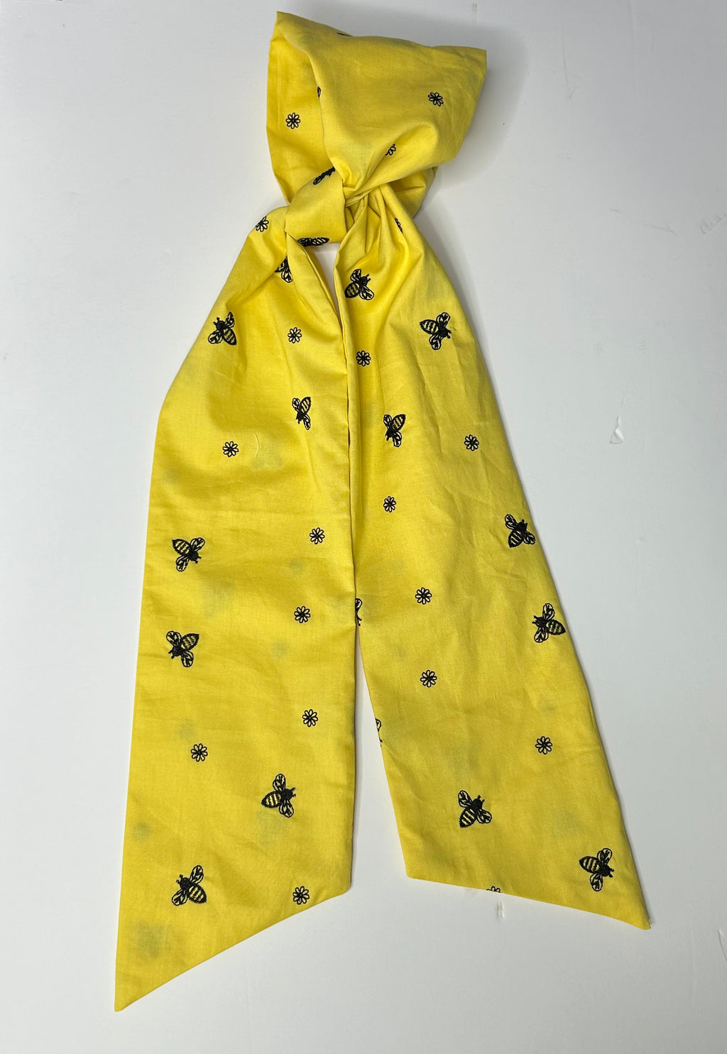 Yellow Embroidered Bee Cotton Wreath Sash