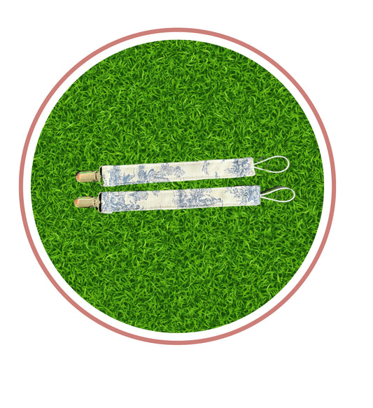 French Toile Pacifier Clips