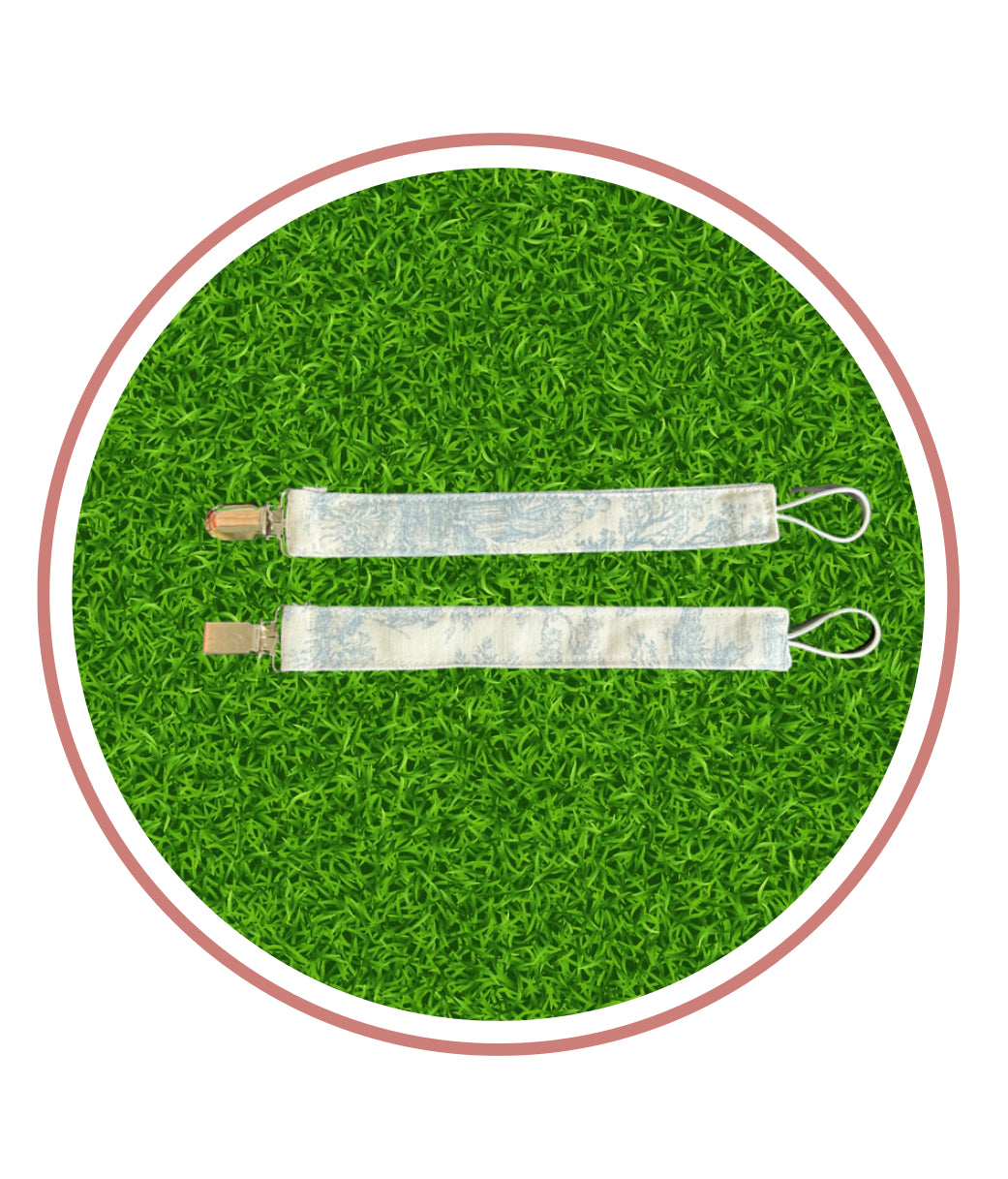 French Toile Pacifier Clips
