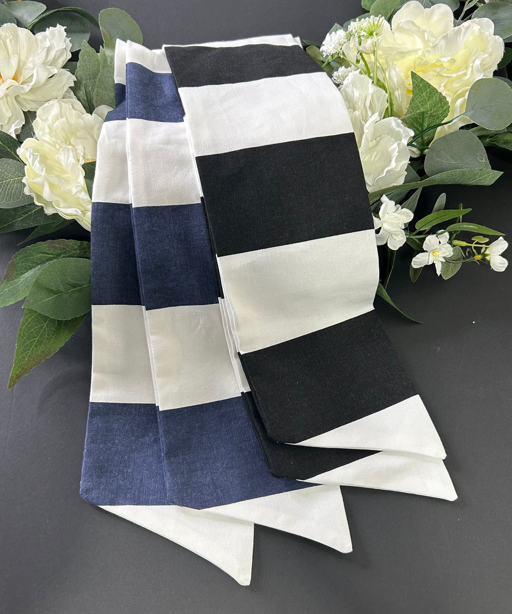 Wide Horizontal Stripe Cotton Wreath Sash