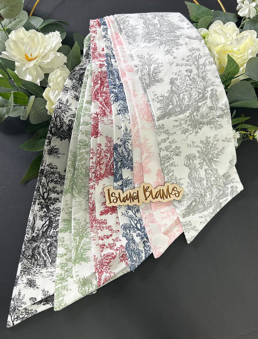 French Toile Cotton Wreath Sash