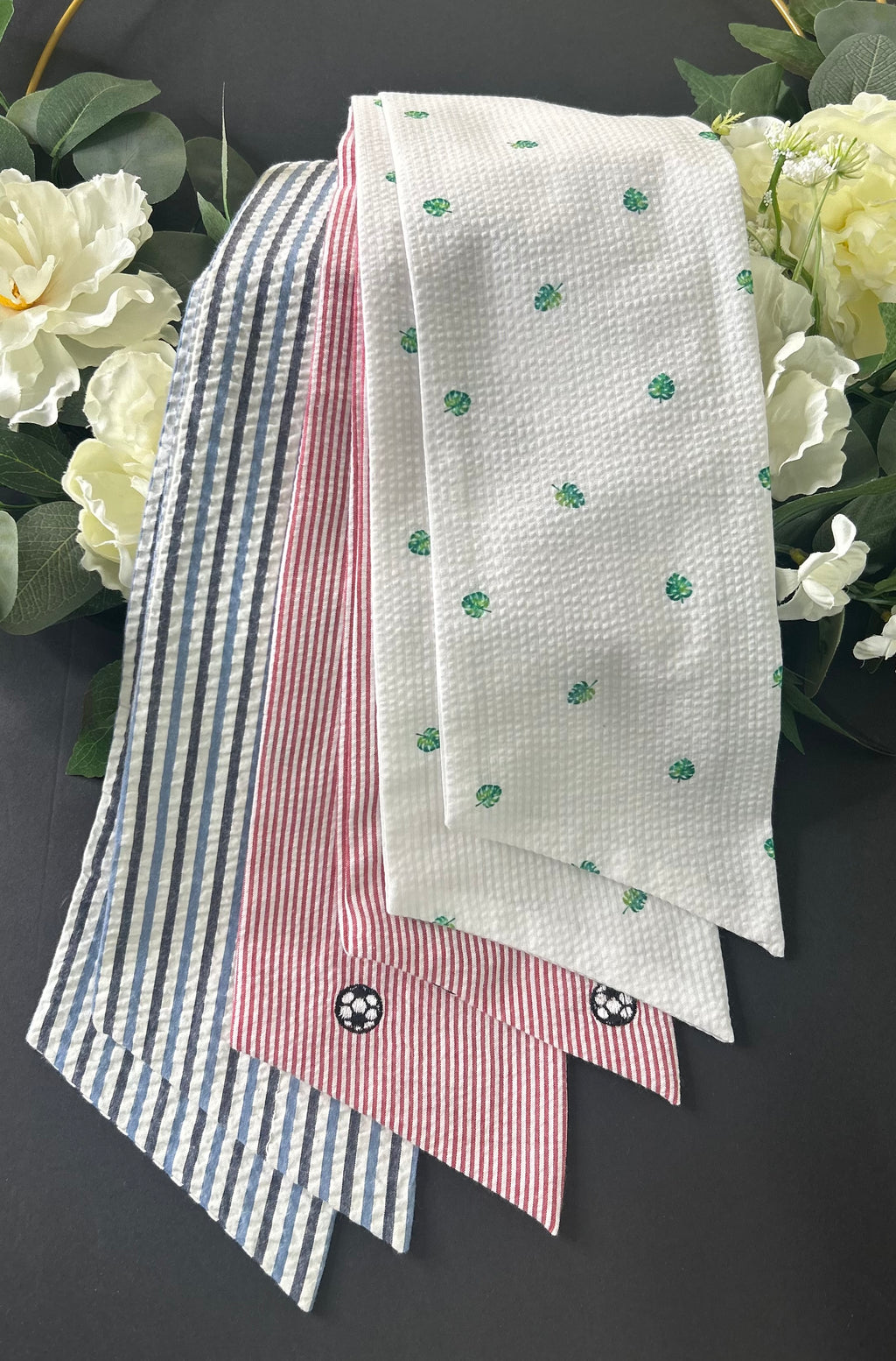 Patterned Seersucker Cotton Wreath Sash