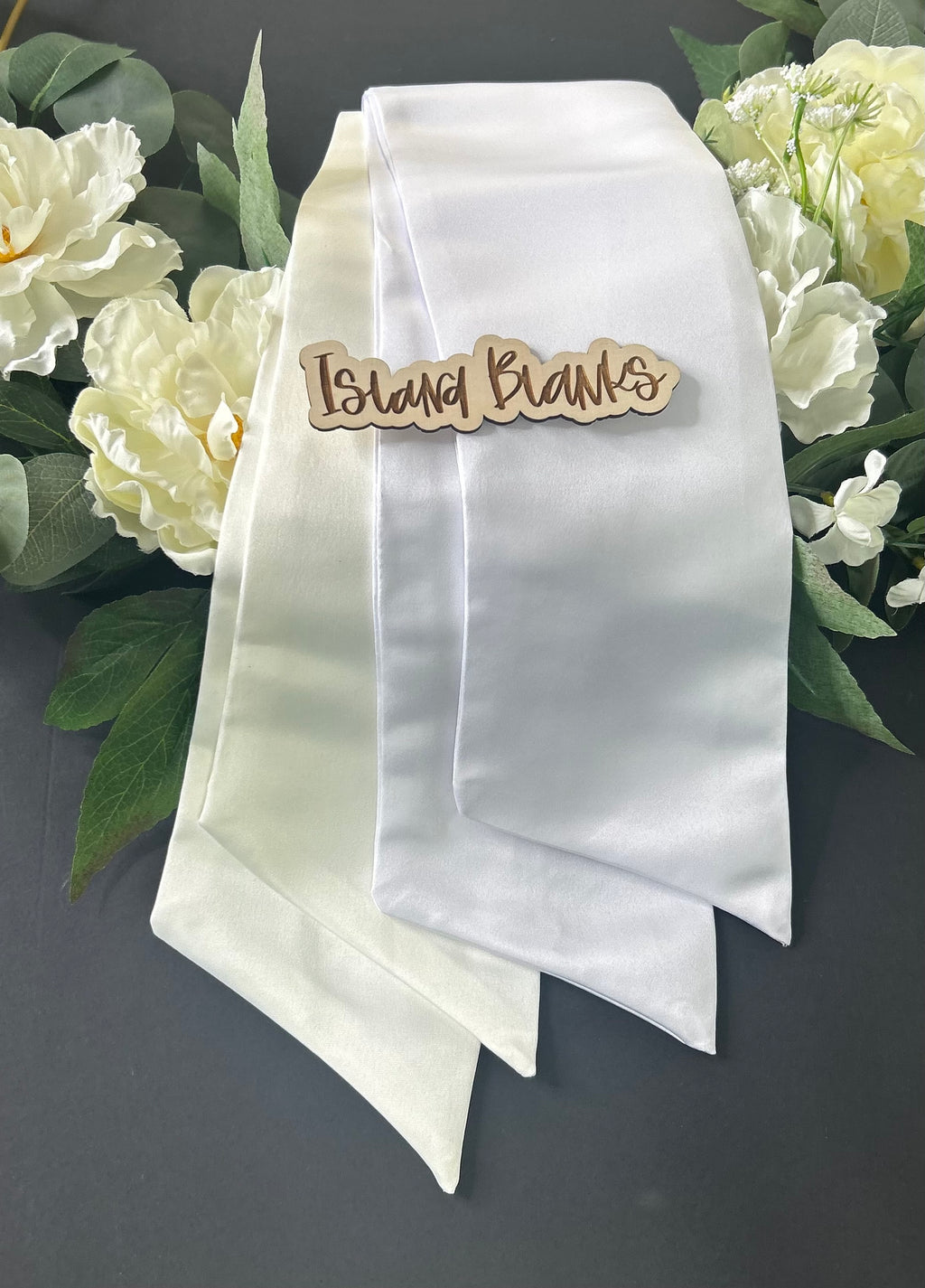 White and Ivory Satin Wreath Sash Blanks