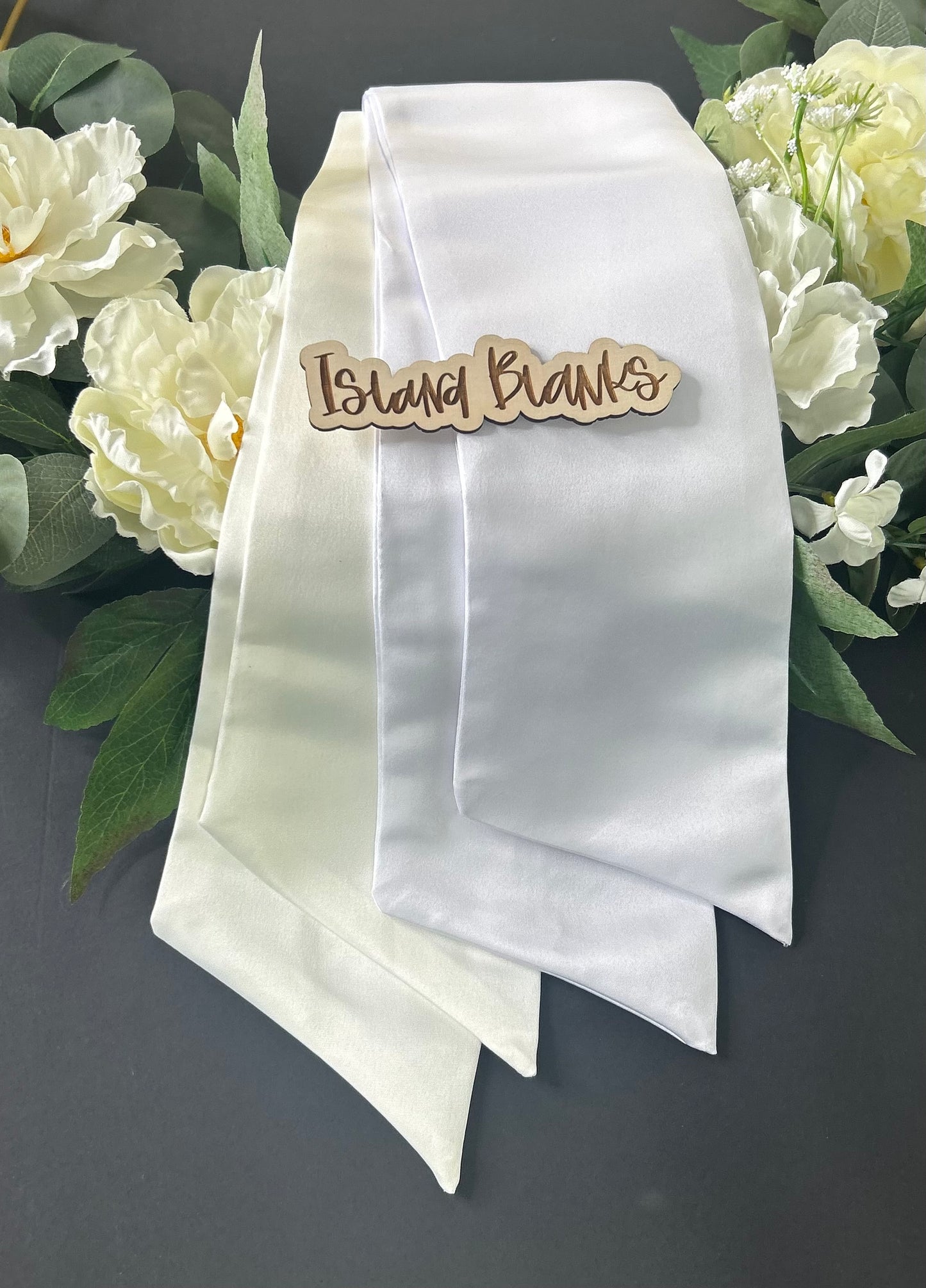 White and Ivory Satin Wreath Sash Blanks