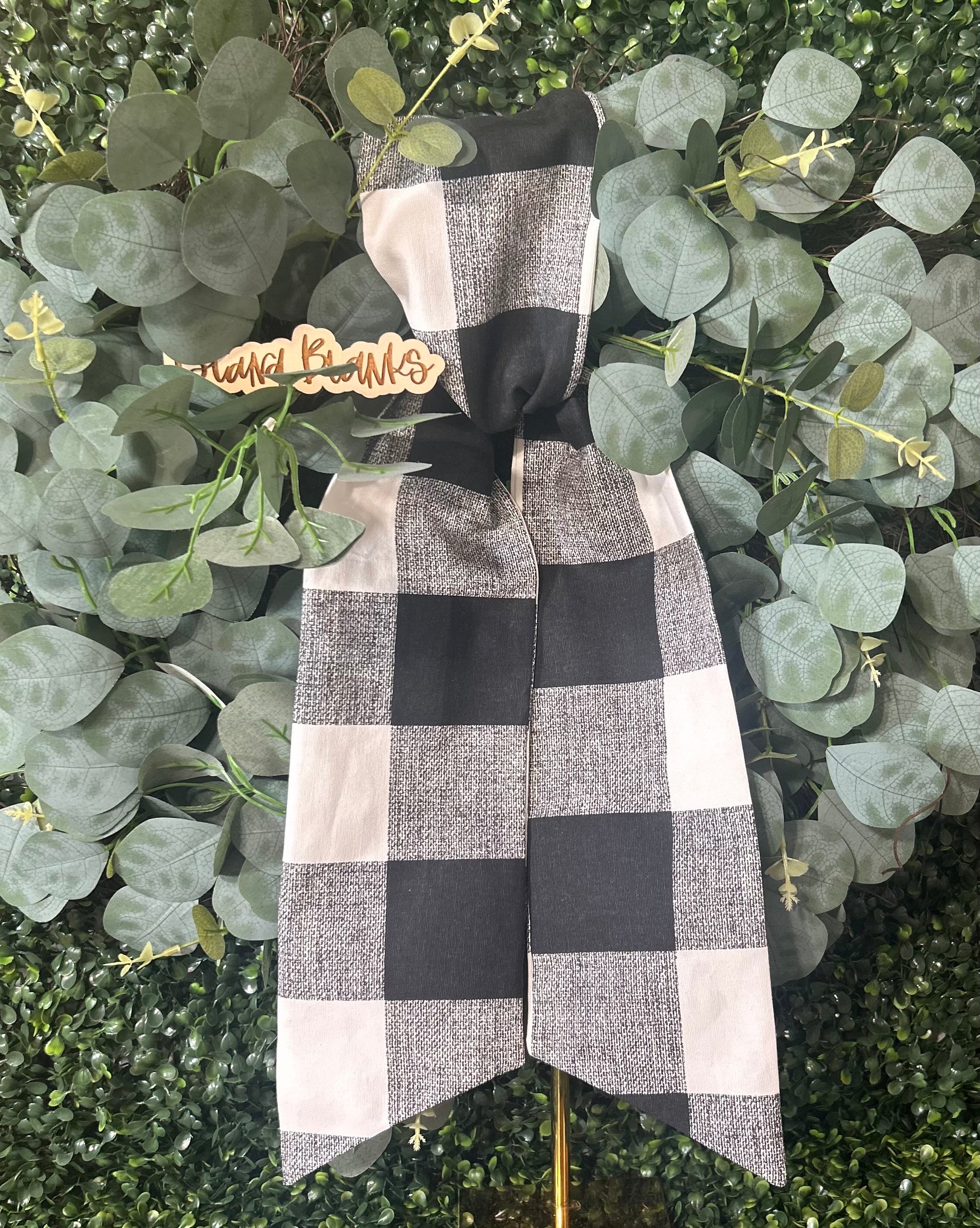Large Buffalo Plaid Cotton Wreath Sash