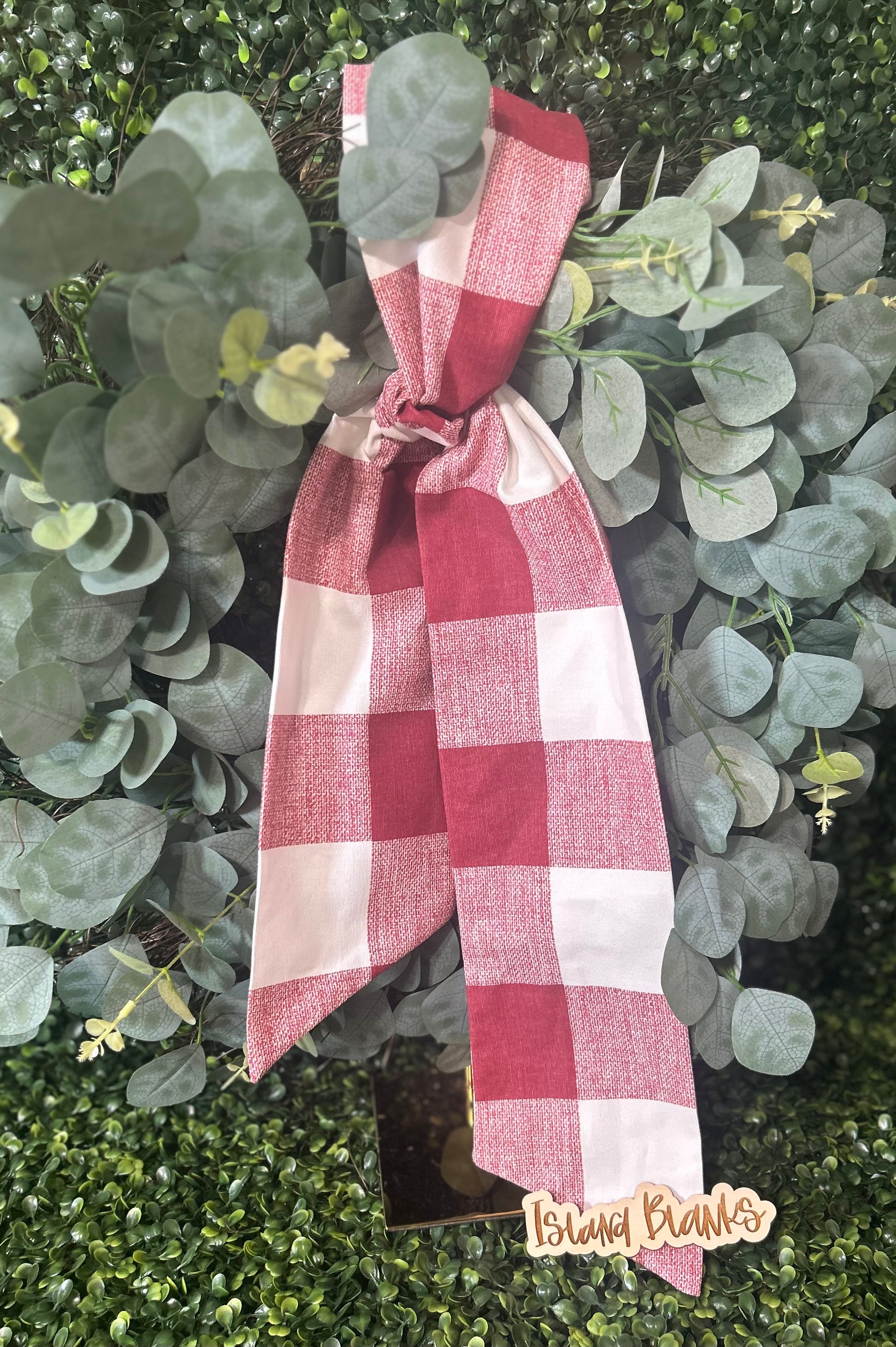 Large Buffalo Plaid Cotton Wreath Sash