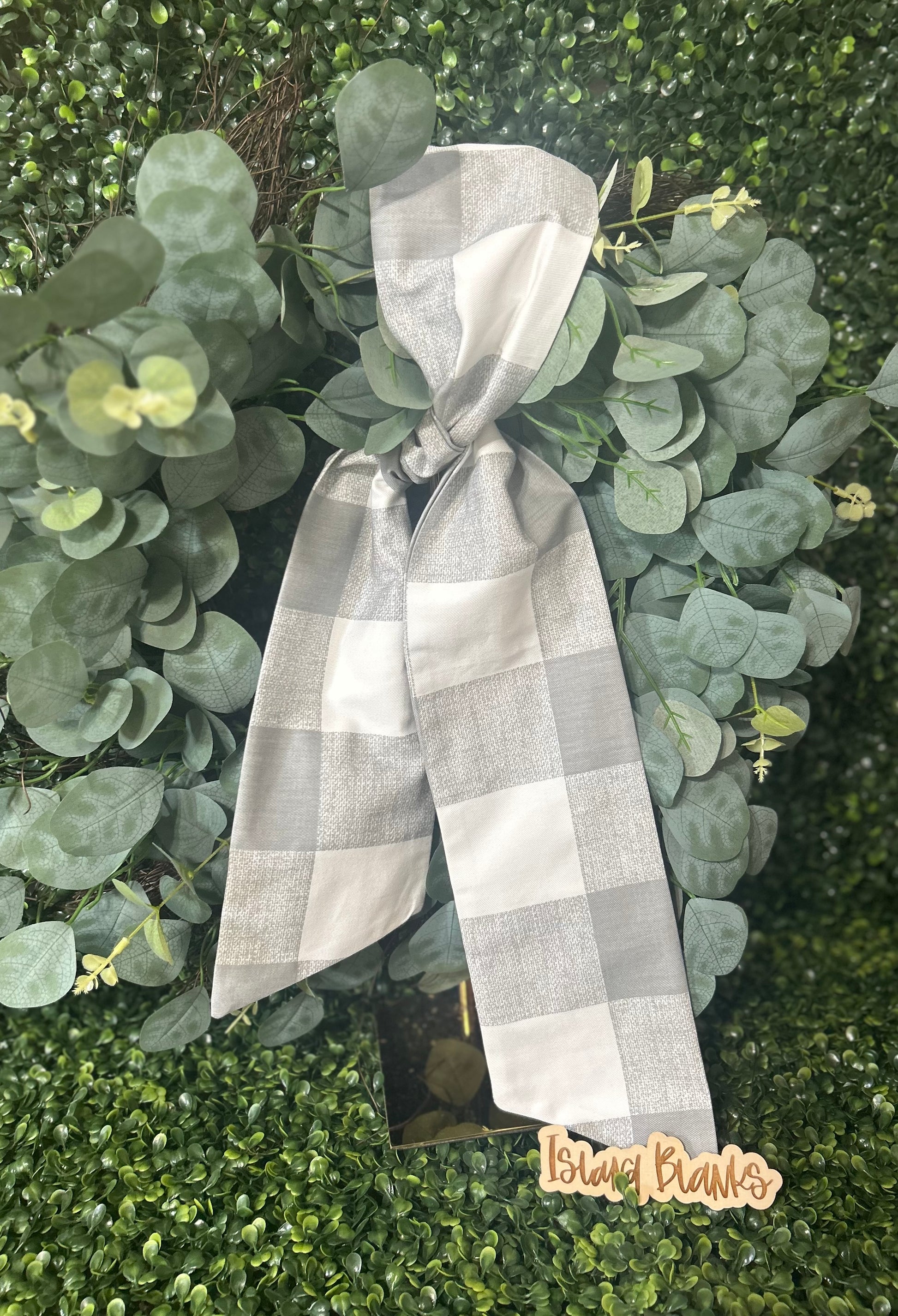 Large Buffalo Plaid Cotton Wreath Sash