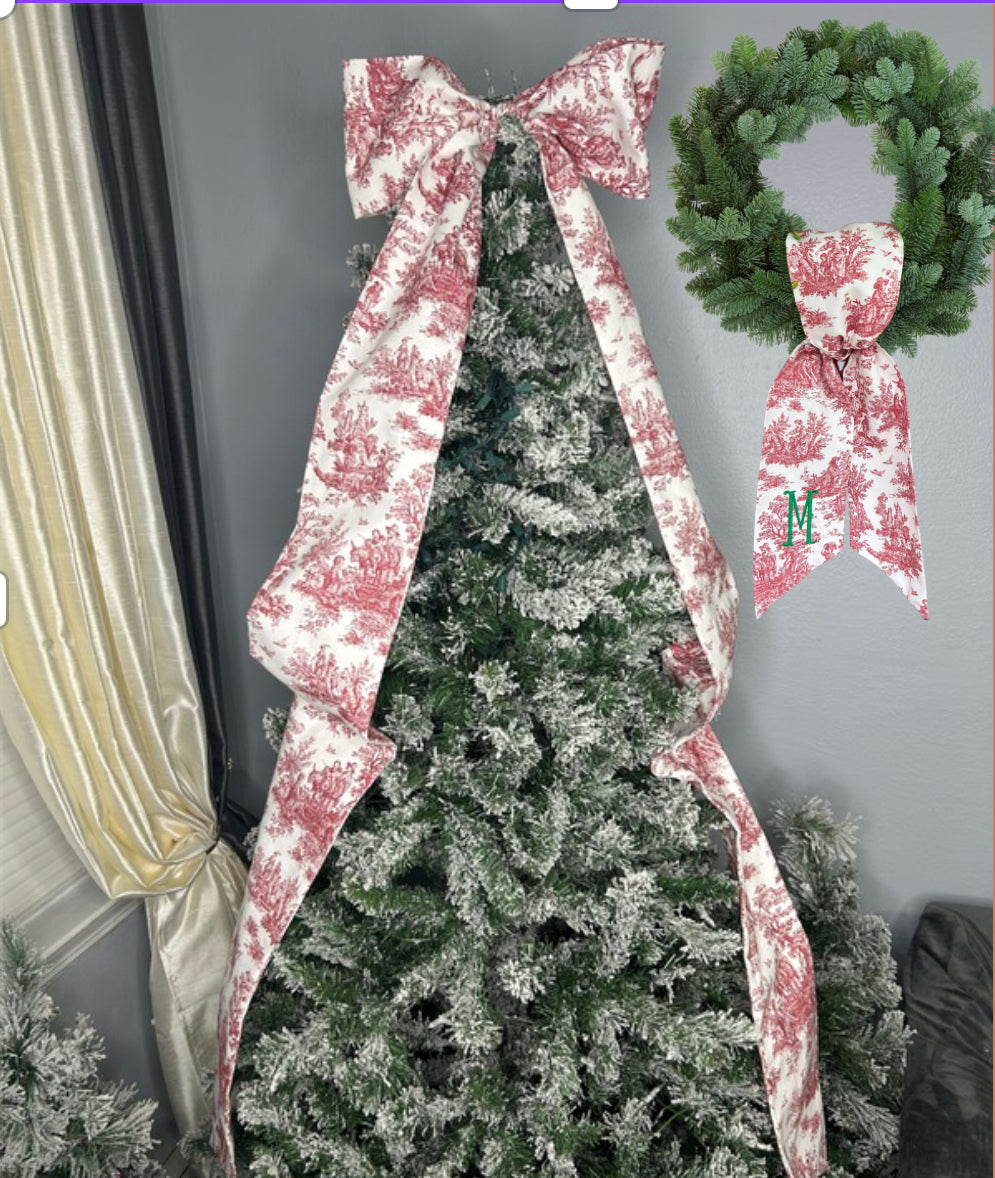 Toile Over the Top Decorative Bow Tree Topper