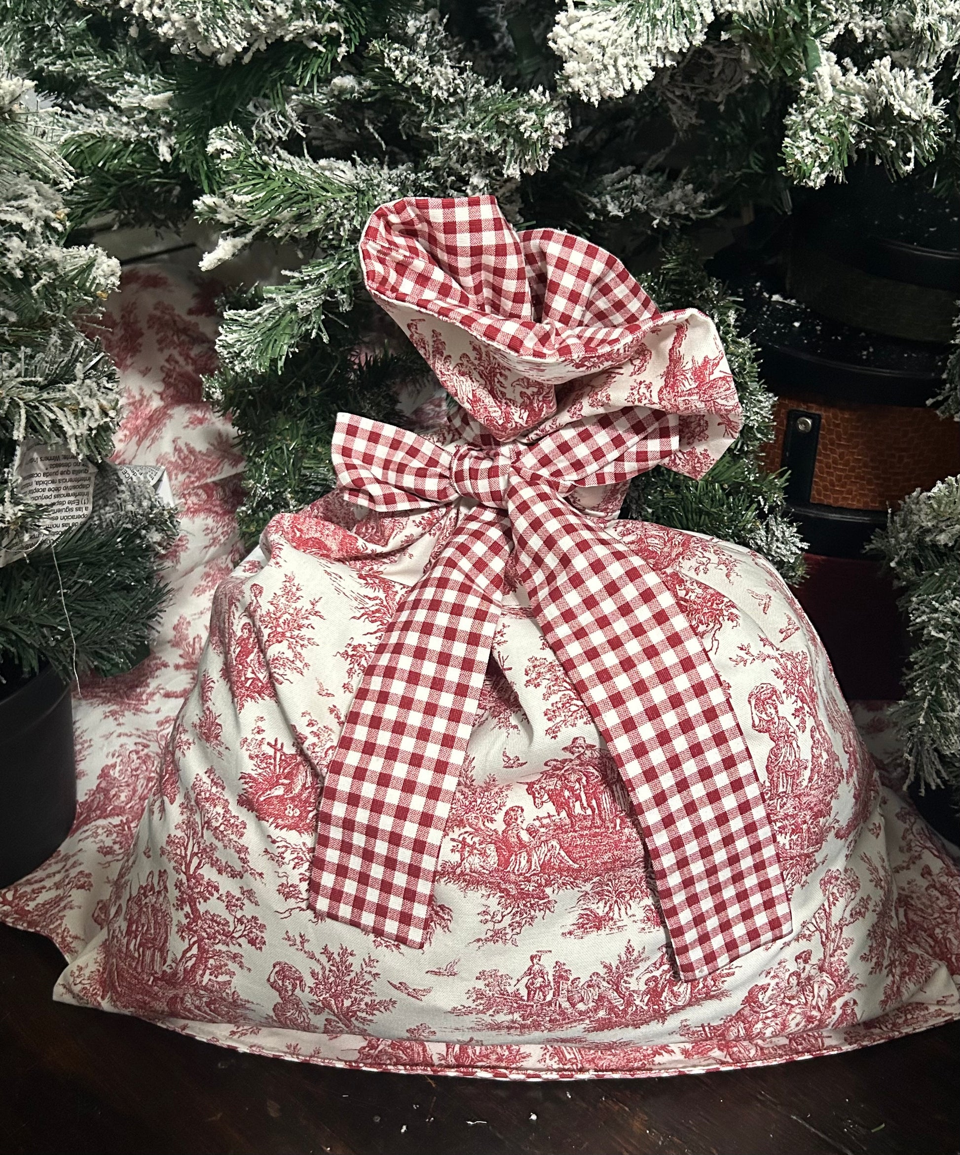 Toile and Gingham Christmas Sack -Pre Order