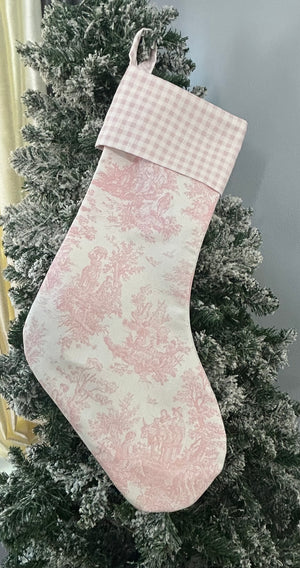 Toile and Gingham Christmas Stocking -Pre Order