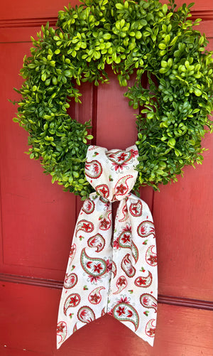 Red Paisley Christmas Wreath Sash-Discontinued