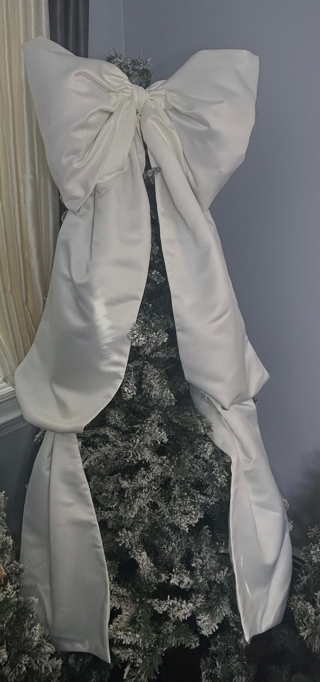 Satin Toile Over the Top Decorative Bow Tree Topper