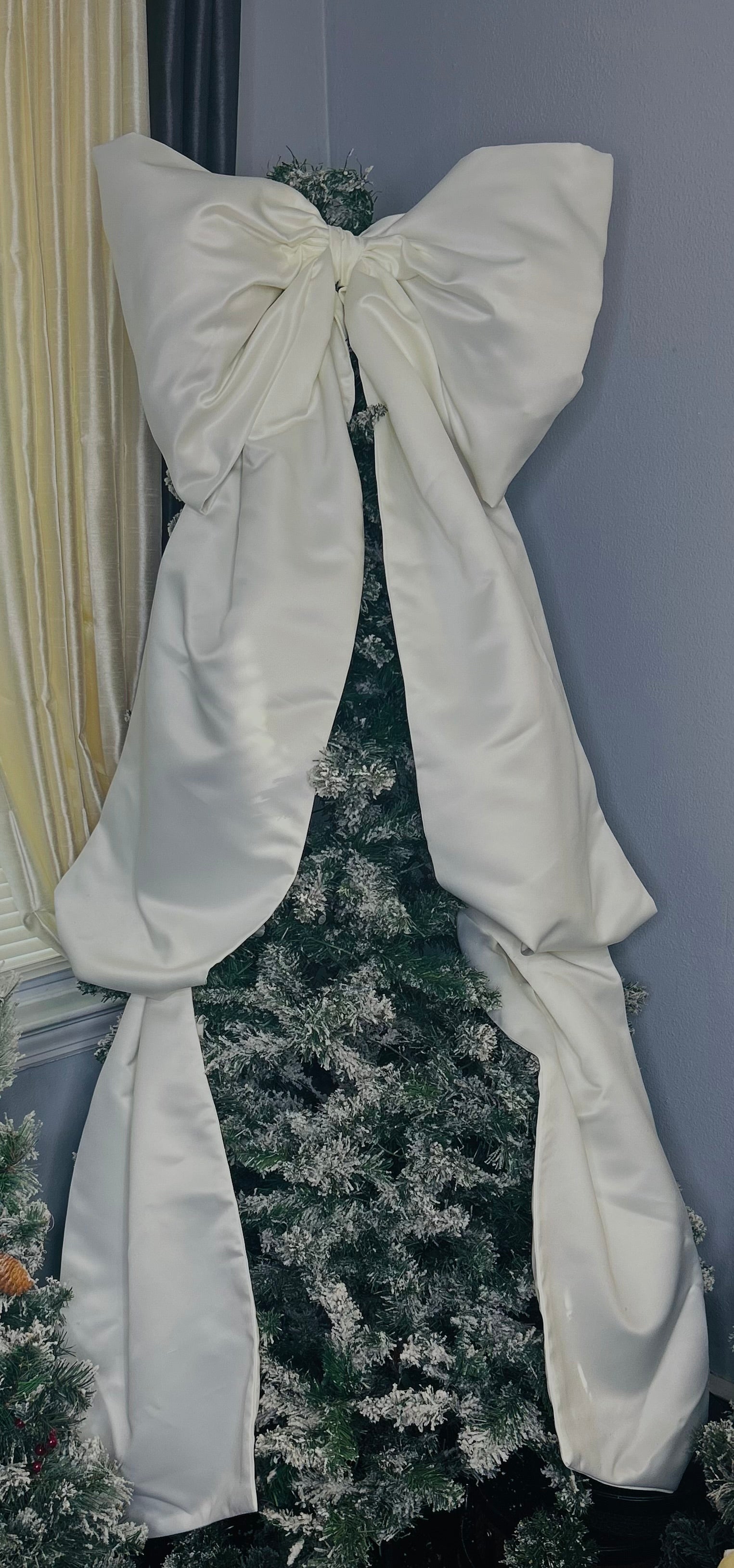 Satin Toile Over the Top Decorative Bow Tree Topper