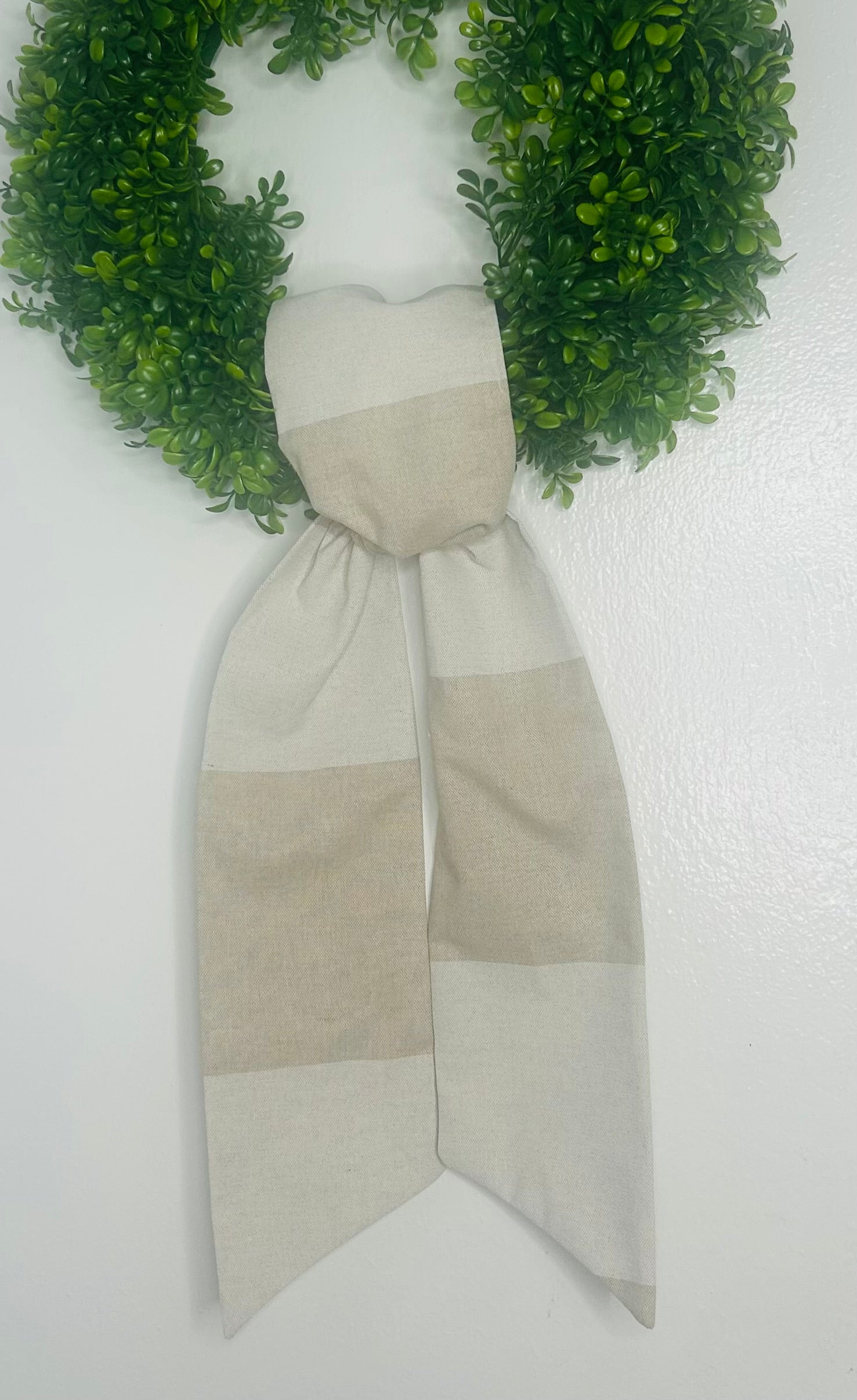 XLarge Tan Buffalo Plaid Wreath Sash