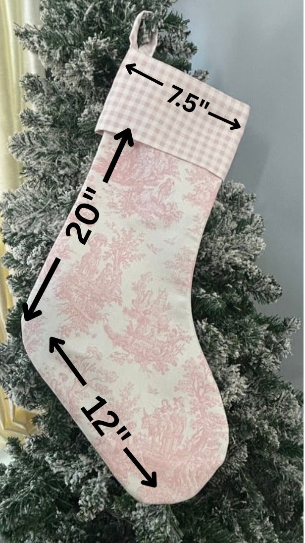 Toile and Gingham Christmas Stocking -Pre Order
