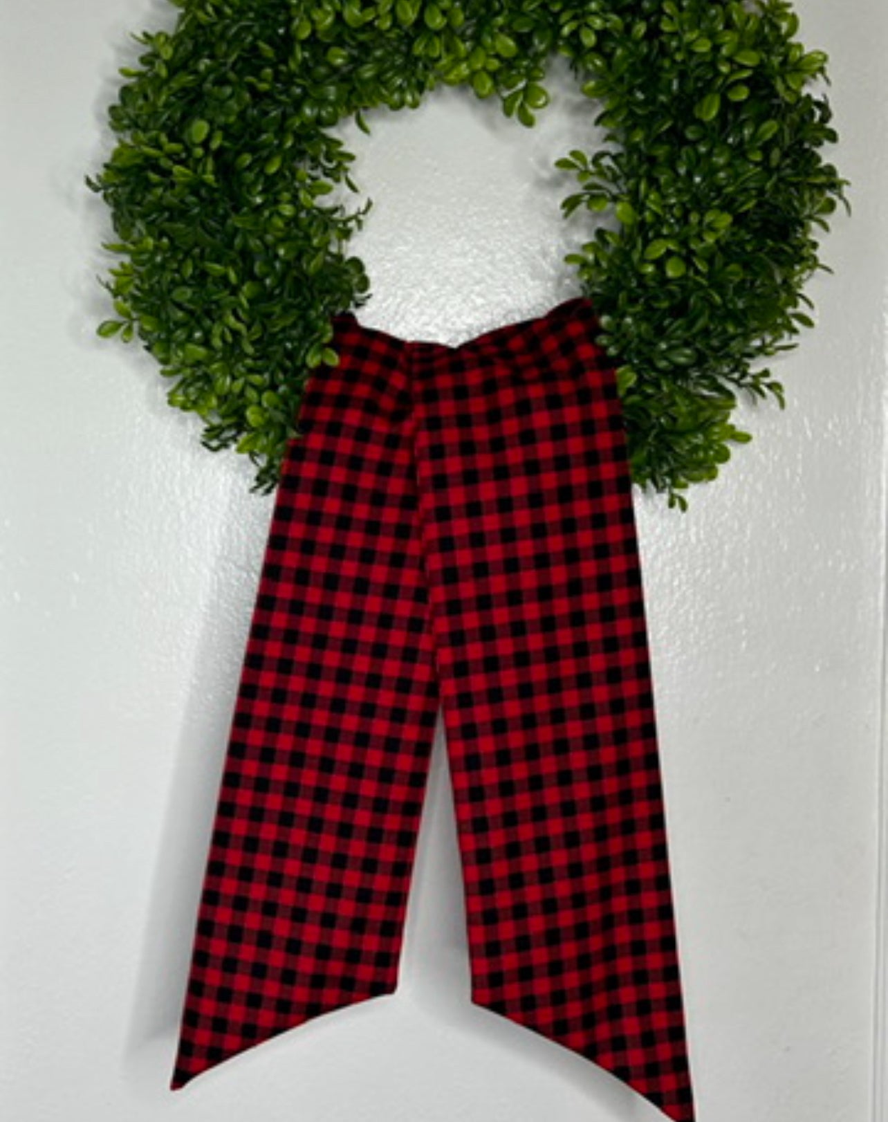 Red and Black Buffalo Print Cotton Wreath Sash