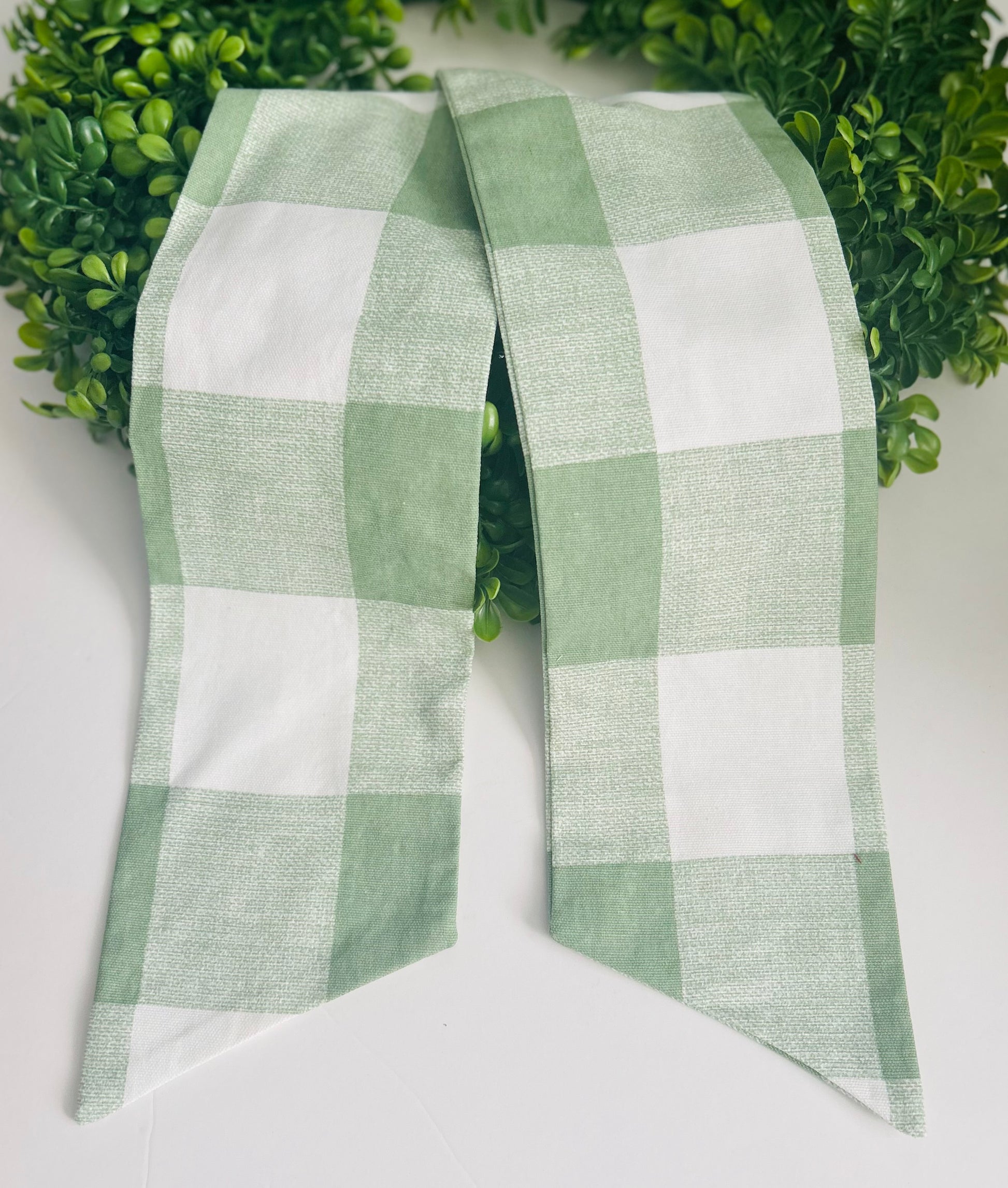Sage Buffalo Print Cotton Wreath Sash