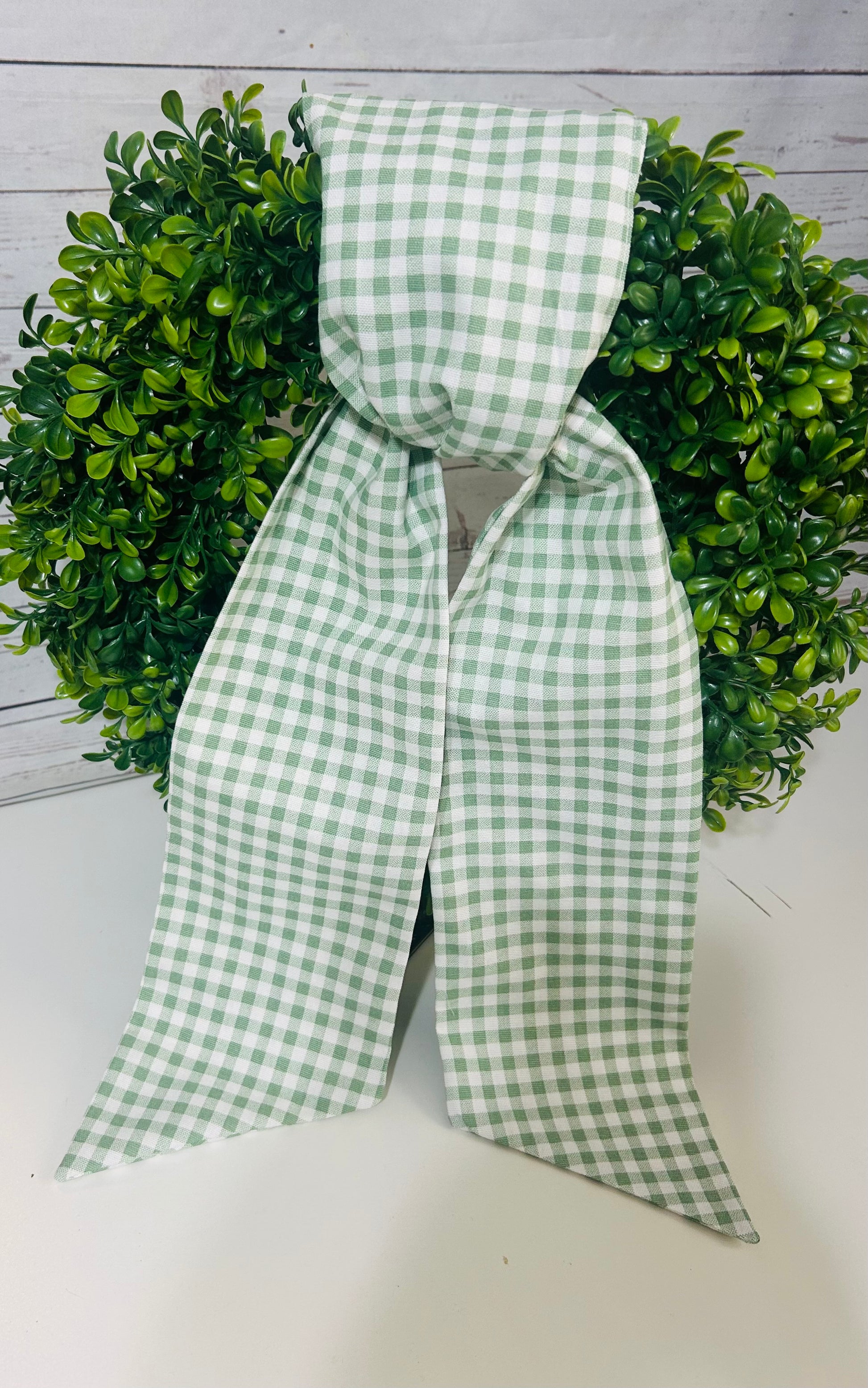 Sage Gingham Cotton Wreath Sash