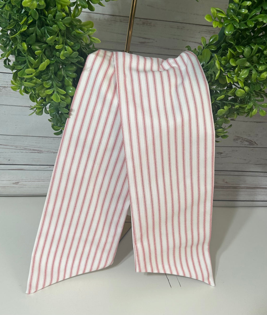 Red Thin Vertical Stripe Cotton Wreath Sash